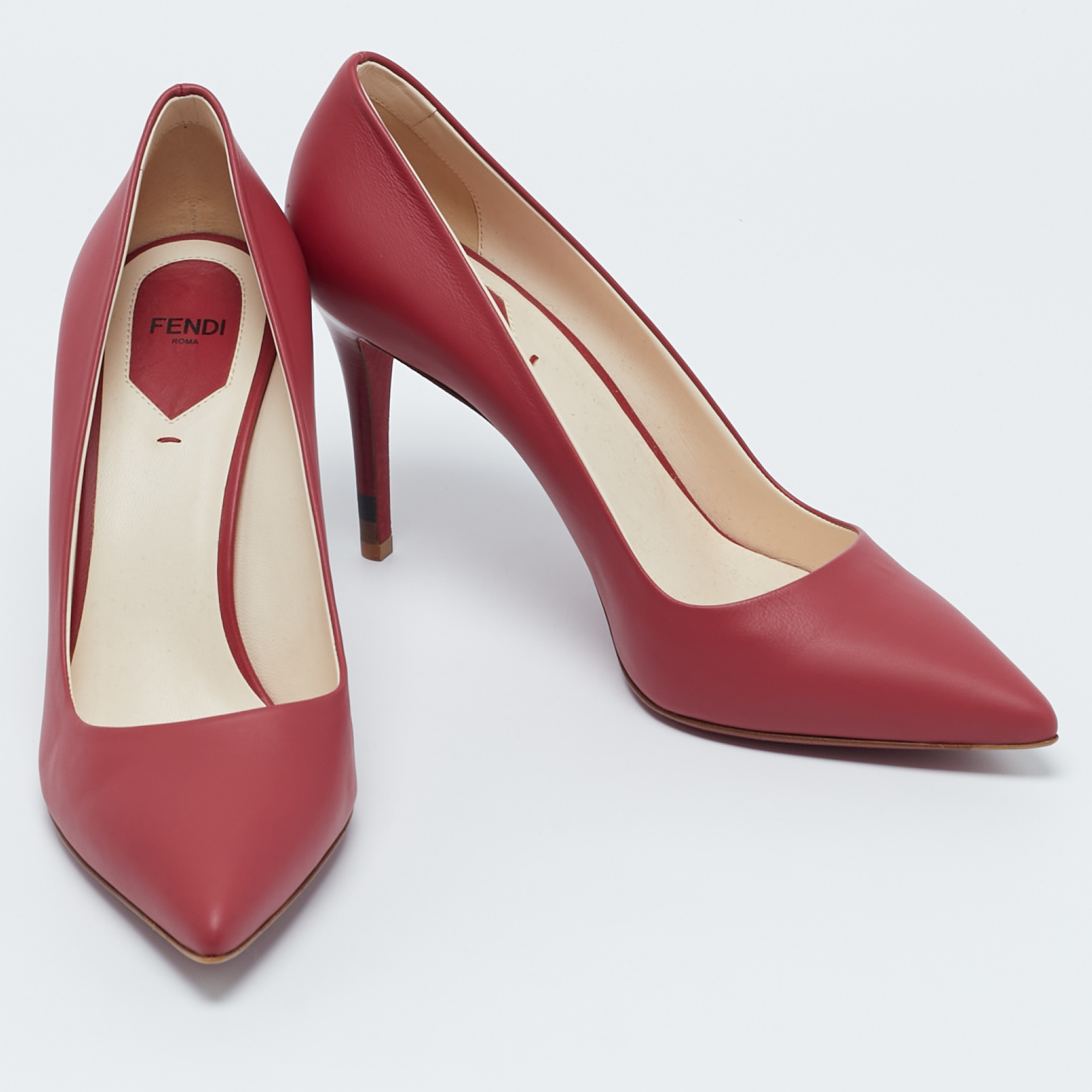 Fendi Burgundy Leather Pointed Toe Pumps Size 40