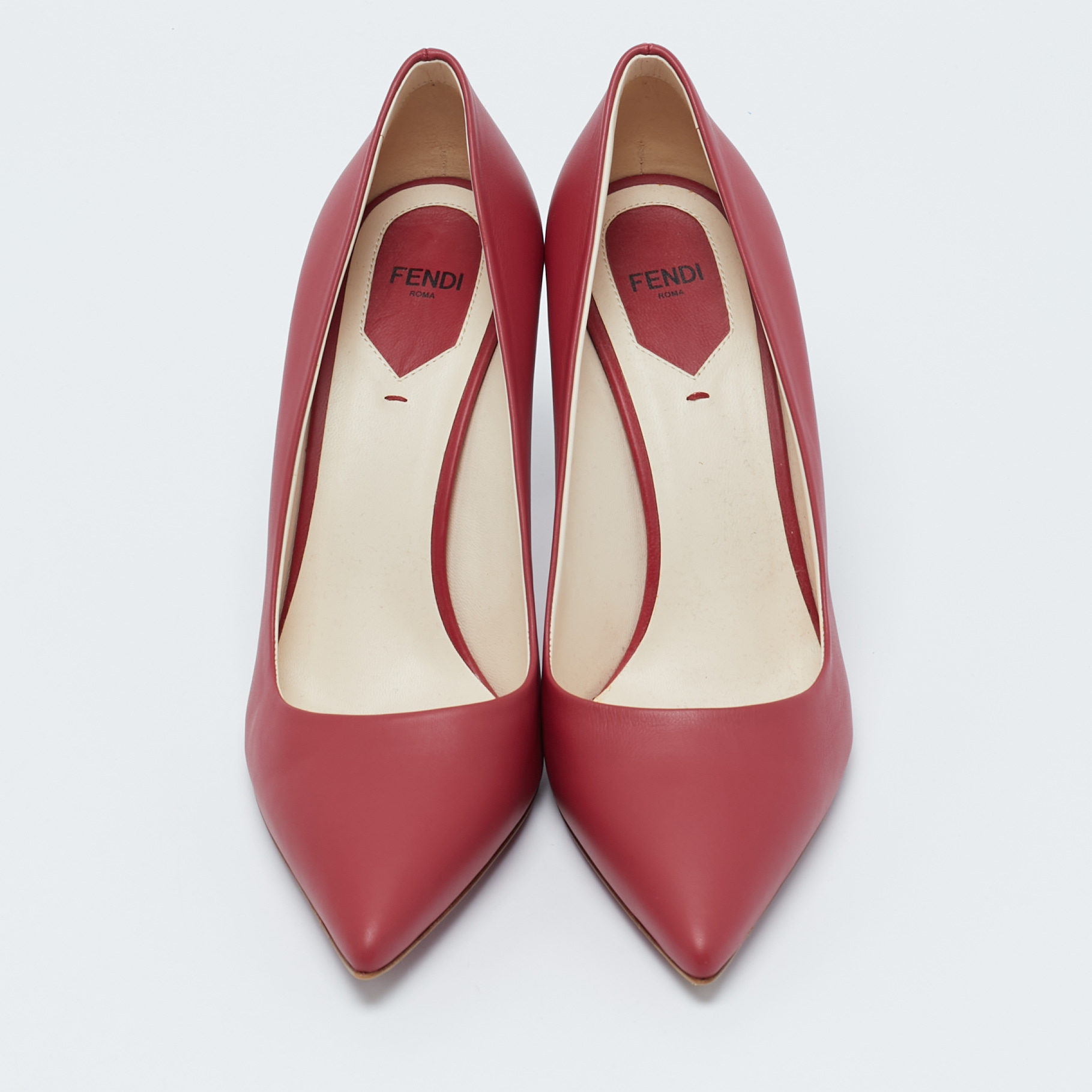 Fendi Burgundy Leather Pointed Toe Pumps Size 40