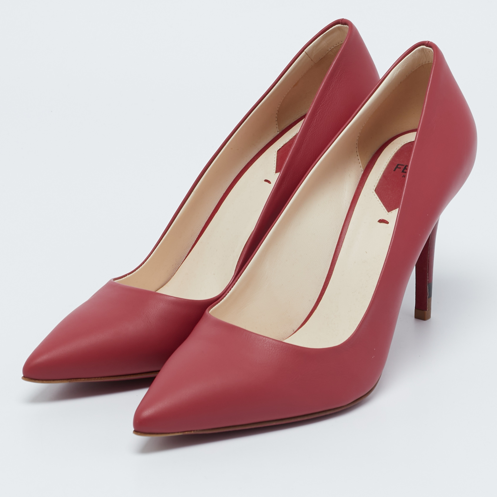 Fendi Burgundy Leather Pointed Toe Pumps Size 40