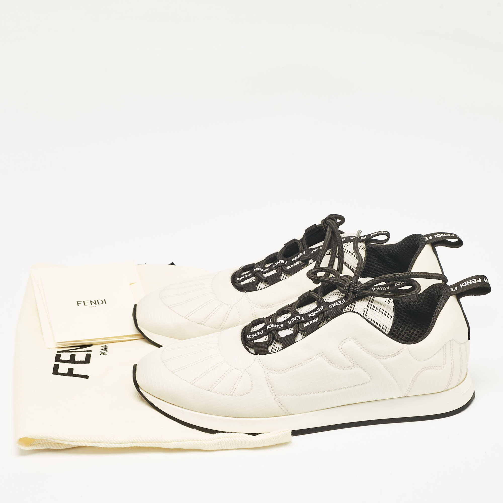 Fendi White Nylon FFreedom Low Top Sneakers Size 38