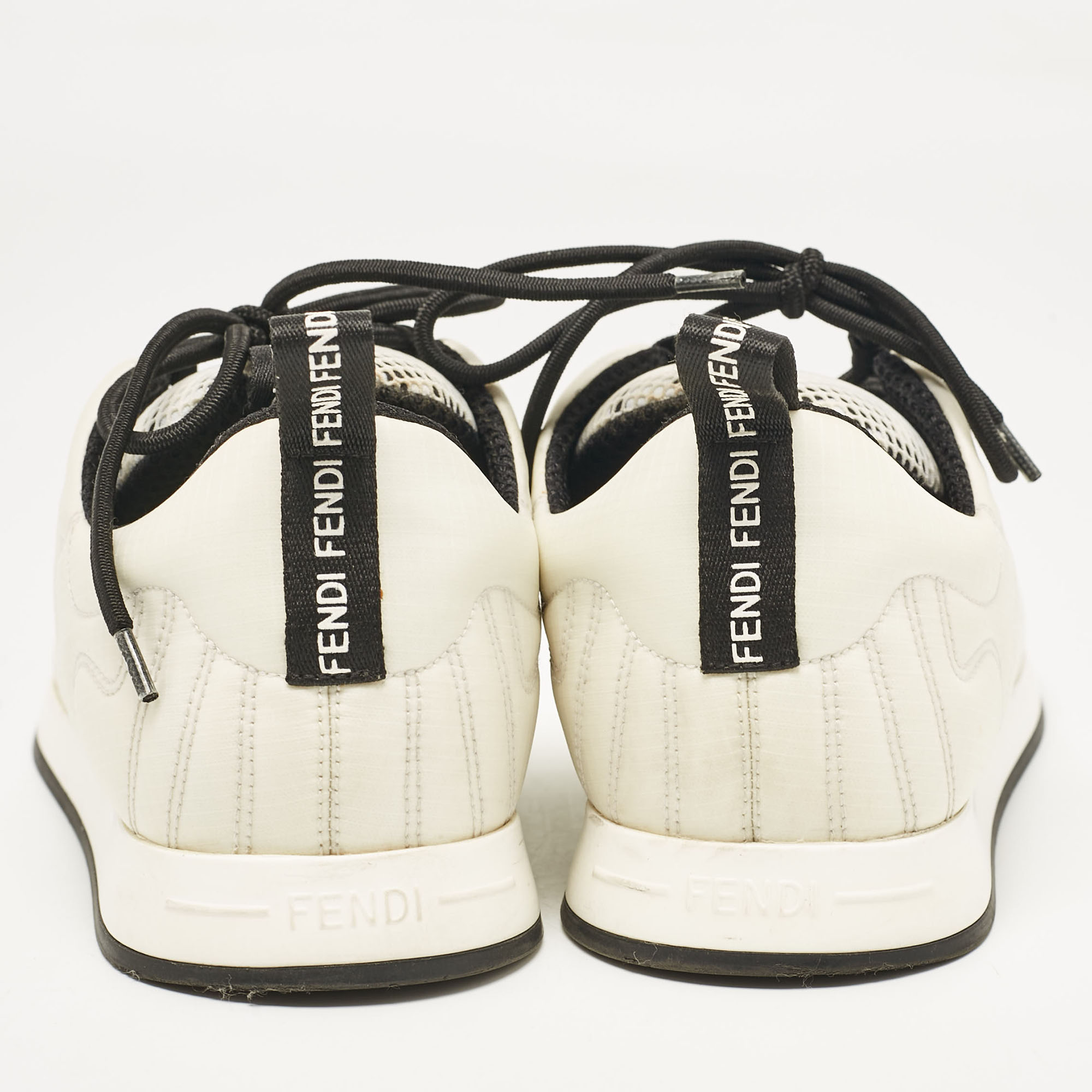 Fendi White Nylon FFreedom Low Top Sneakers Size 38