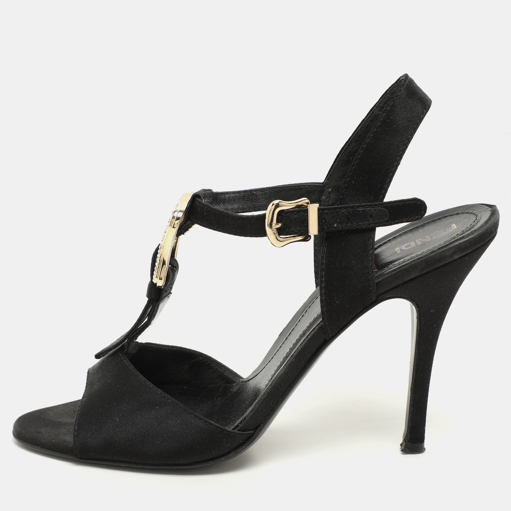 Fendi Black Satin Crystal Embellished Buckle T-Strap Sandals Size
Fendi Black Satin Crystal Embellished Buckle T-Strap Sandals Size