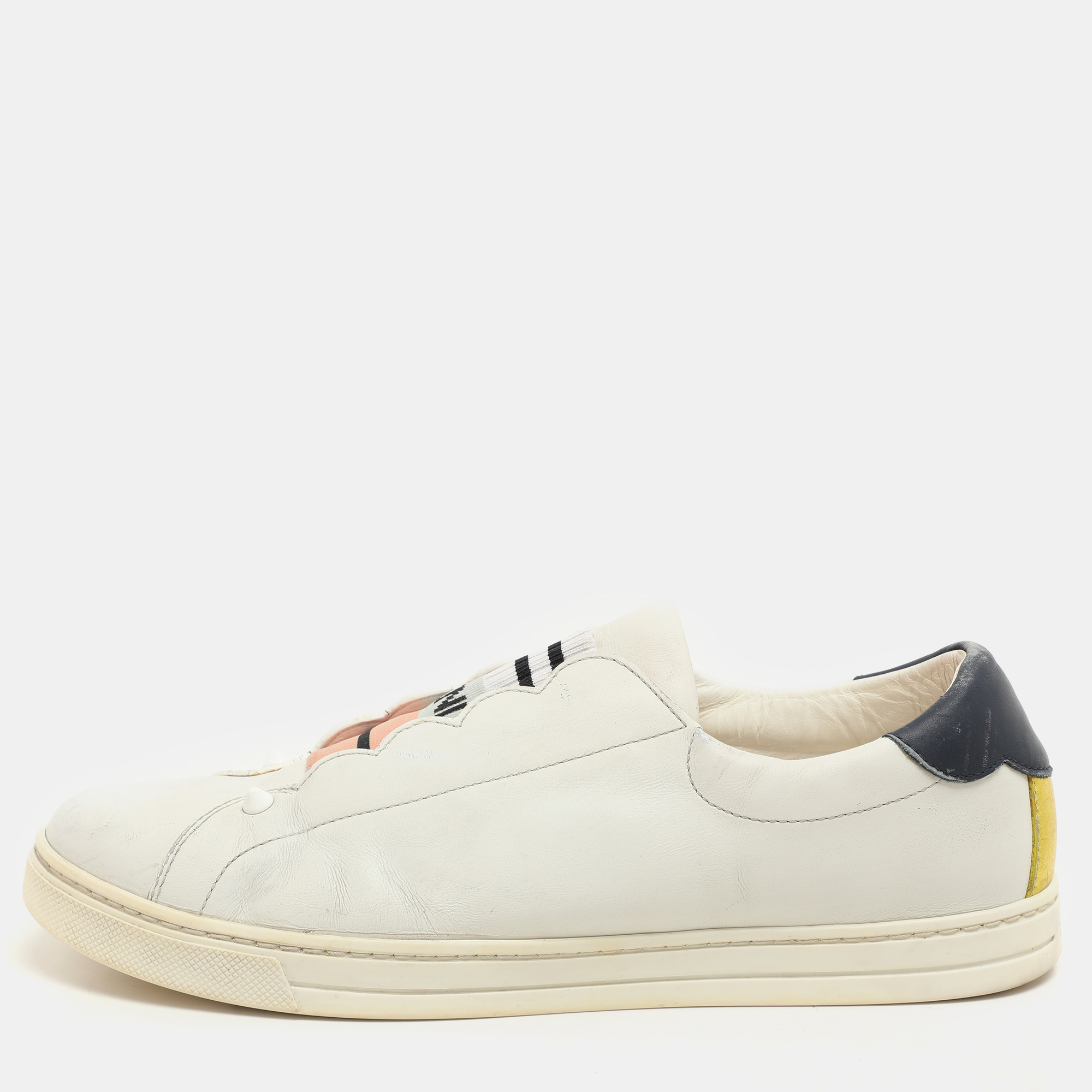 Fendi Blue Leather Scalloped Logo Rockoko Slip On Sneakers Size
Fendi Blue Leather Scalloped Logo Rockoko Slip On Sneakers Size