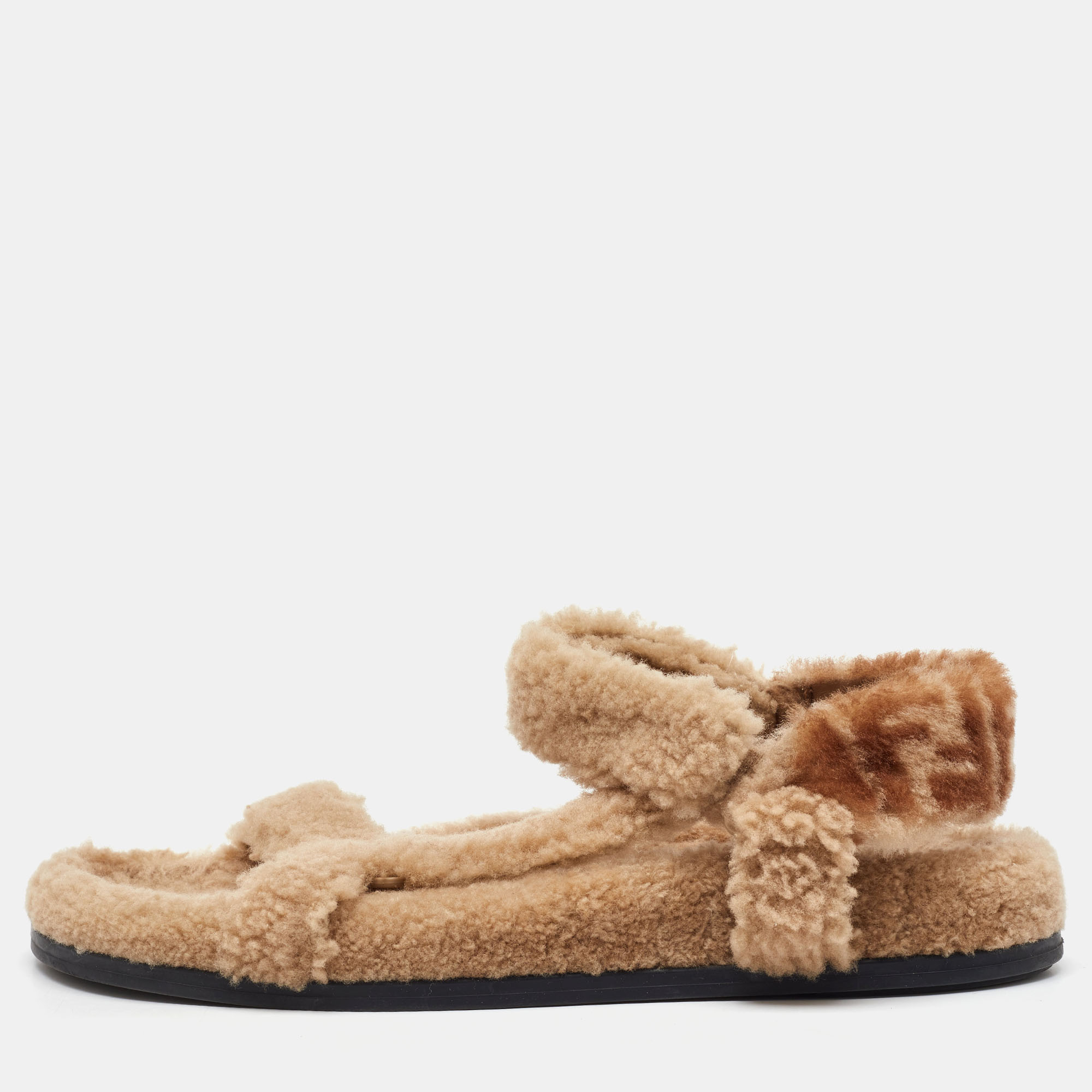 Fendi Brown Shearling Fur Ankle Strap Flat Sandals Size, Beige
Fendi Brown Shearling Fur Ankle Strap Flat Sandals Size, Beige