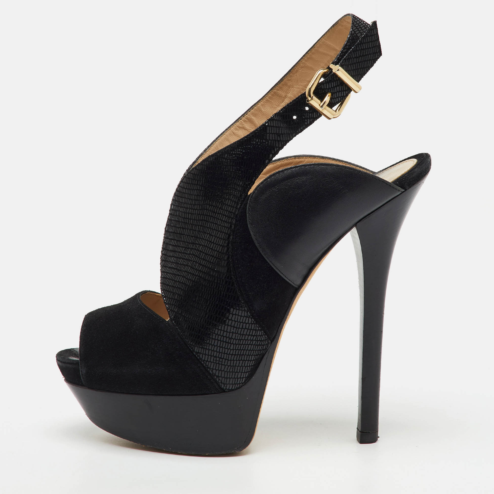 Fendi Black Suede and Leather Peep Toe Platform Slingback Pumps Size
Fendi Black Suede and Leather Peep Toe Platform Slingback Pumps Size