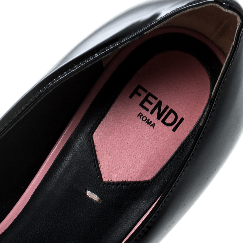 Fendi Black Patent Leather Eloise Round Toe Pumps Size 36