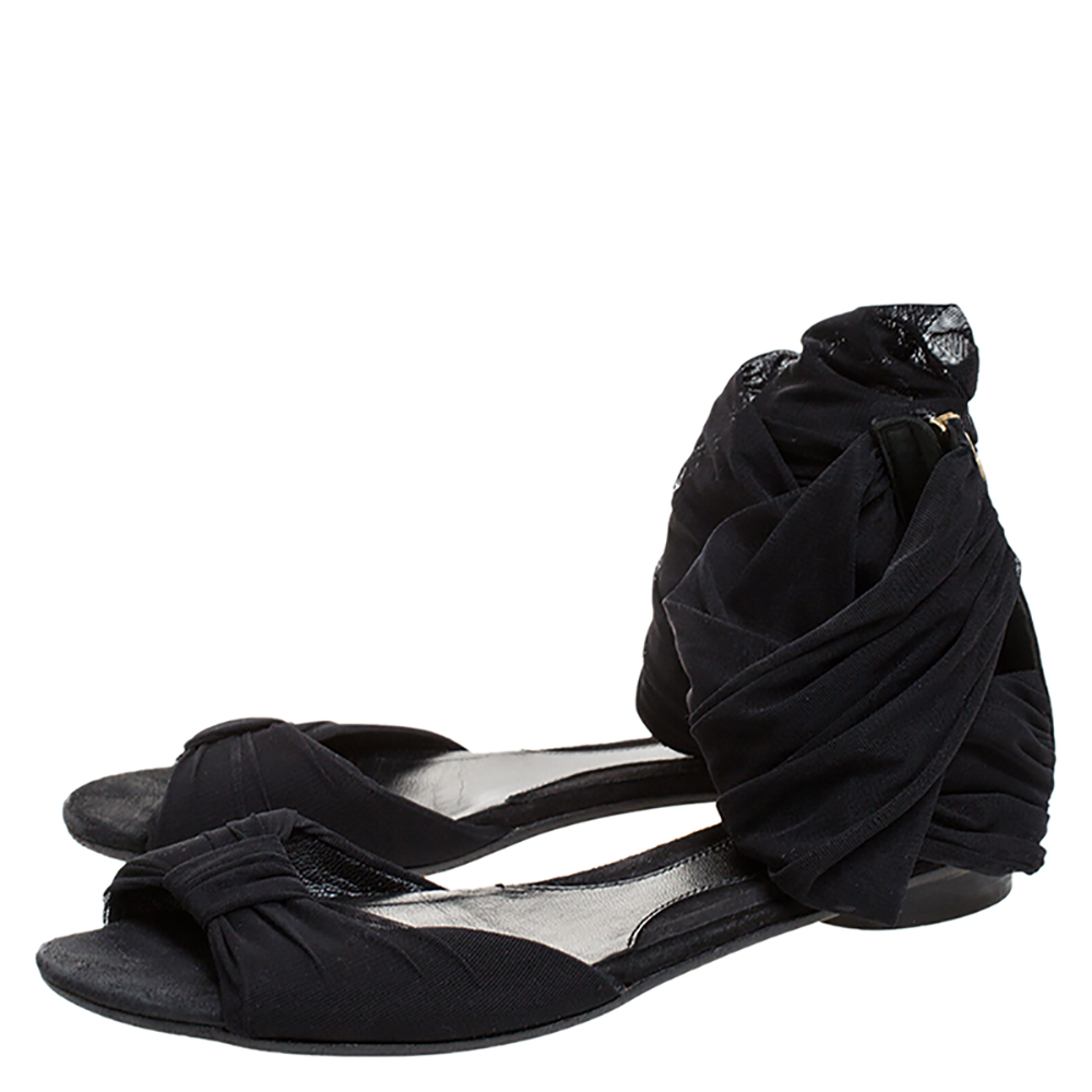 Fendi Black Mesh Fabric Open Toe Flat Sandals Size 36.5