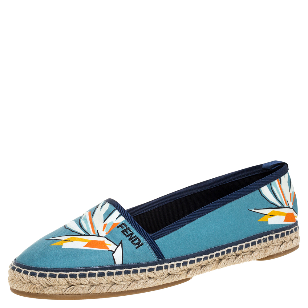 Image of Fendi Multicolor Printed Nylon Espadrilles Flat Size .