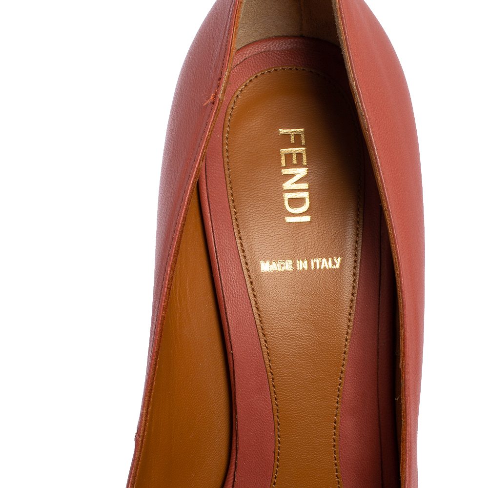 Fendi Pink Leather Fendista Peep Toe Platform Pumps Size 39.5