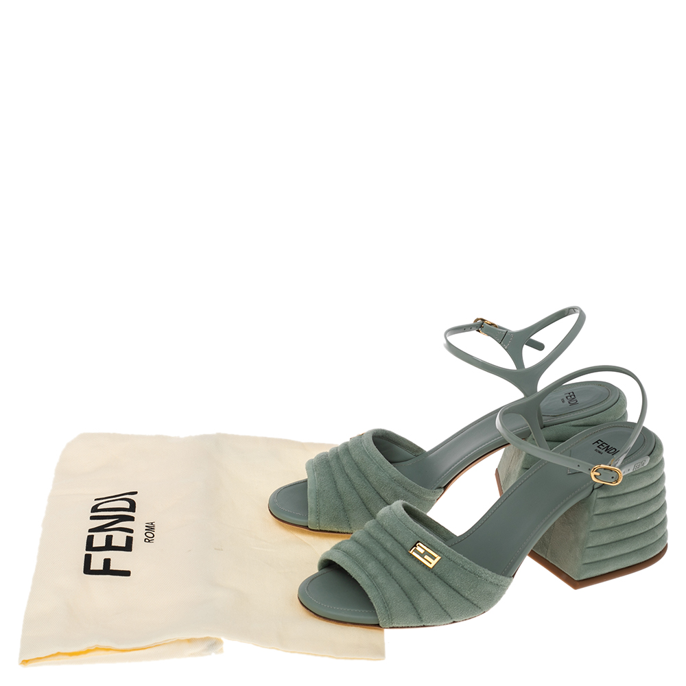 Fendi Light Blue Suede And Jelly Promenade Sandals Size 39