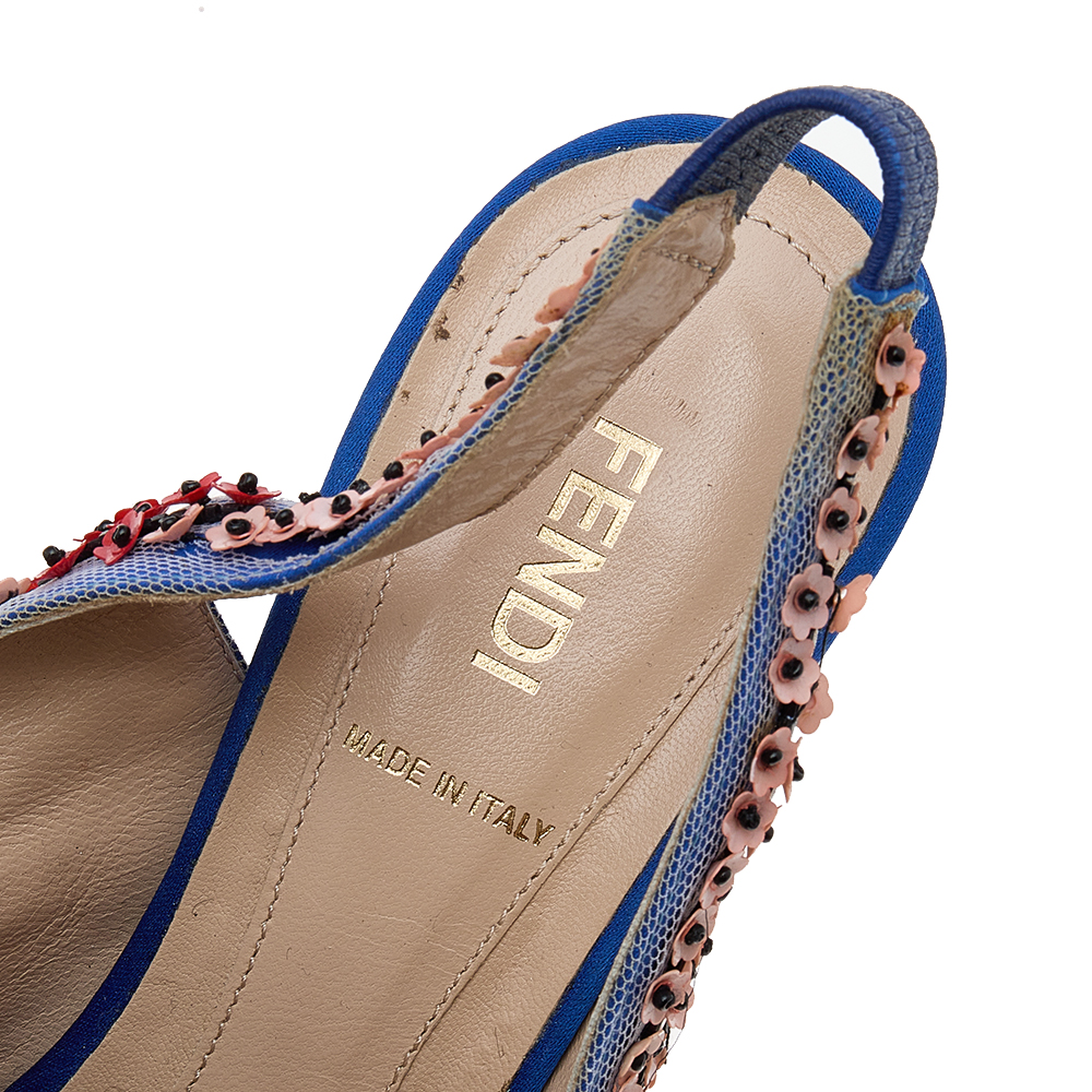 Fendi Multicolor Sequin And Mesh Slingback Platform Sandals Size 38