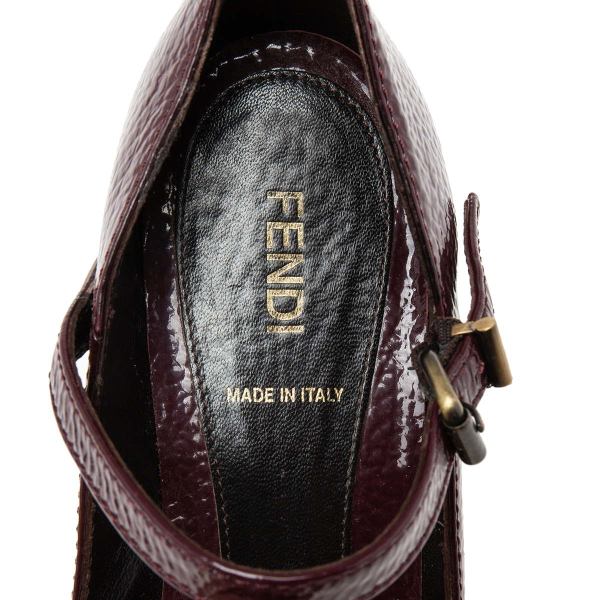 Fendi Burgundy Patent Leather  Mary Jane Platform Pumps Size 39