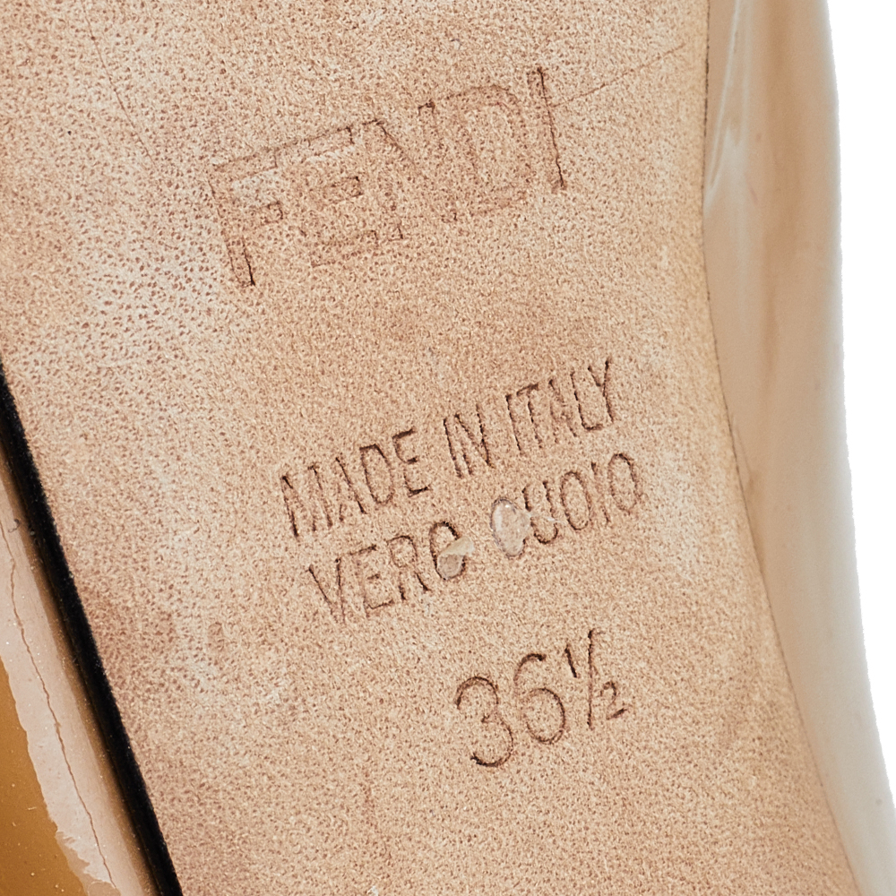Fendi Caramel Patent Leather Platform FF Superstar Pumps Size 36.5