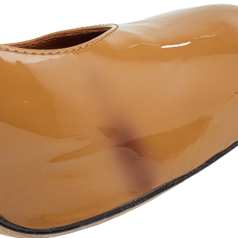 Fendi Caramel Patent Leather Platform FF Superstar Pumps Size 36.5