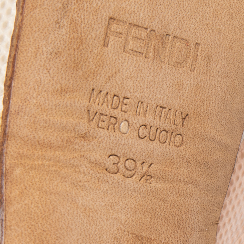 Fendi Tricolor Lizard Embossed Leather  Peep Toe Platform Pumps Size 39.5