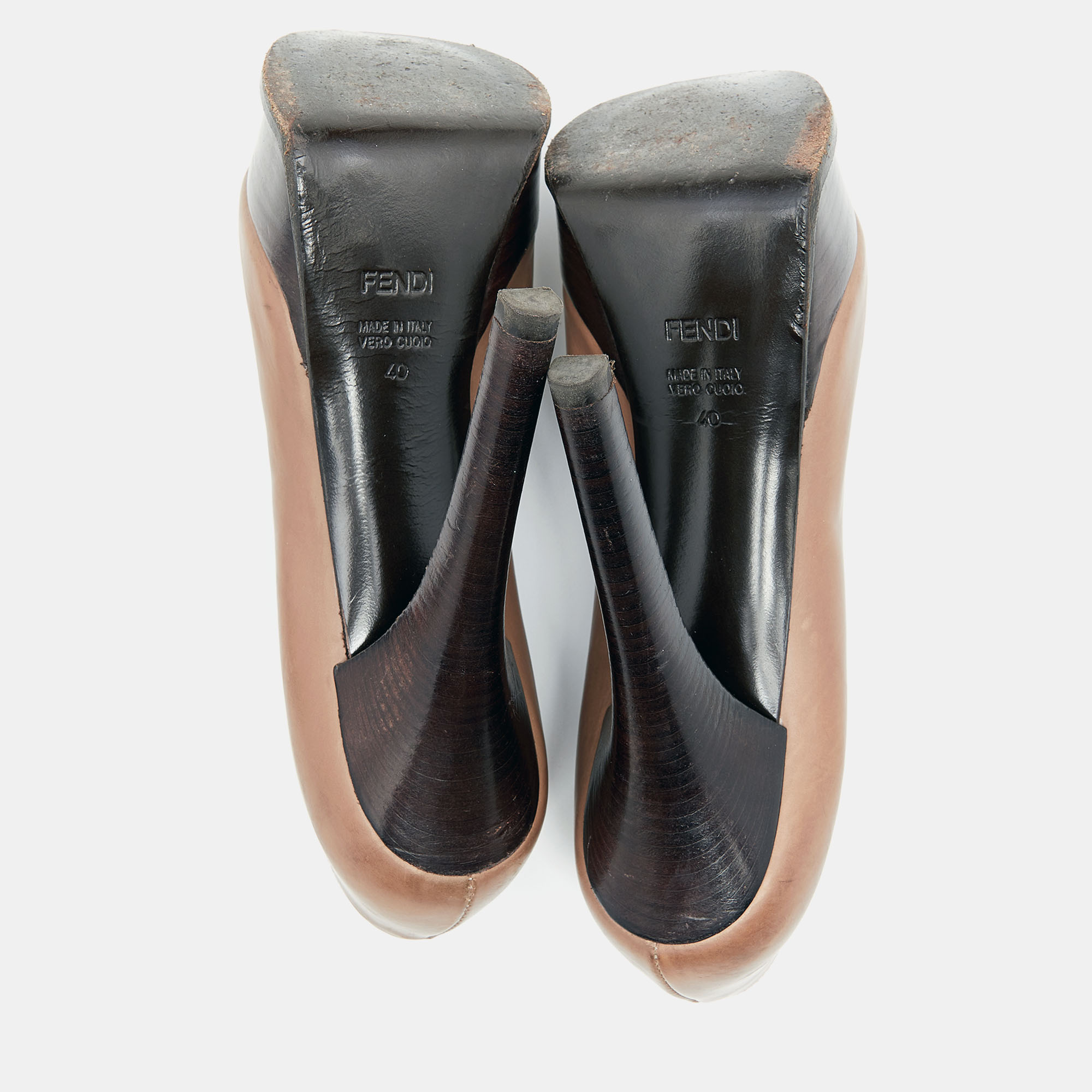 Fendi Brown Leather And Elastic Fendista Criss Cross Platform Booties Size 40
