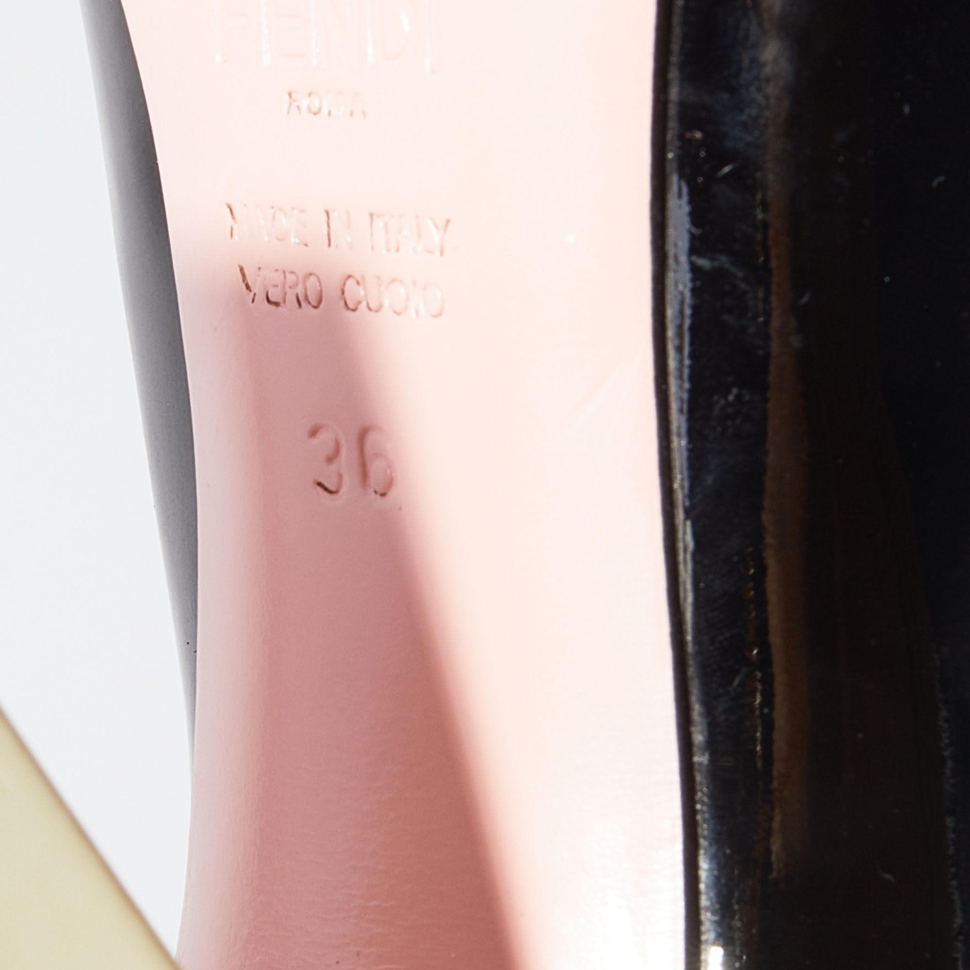 Fendi Black Patent Leather Block Heel Pumps Size 36