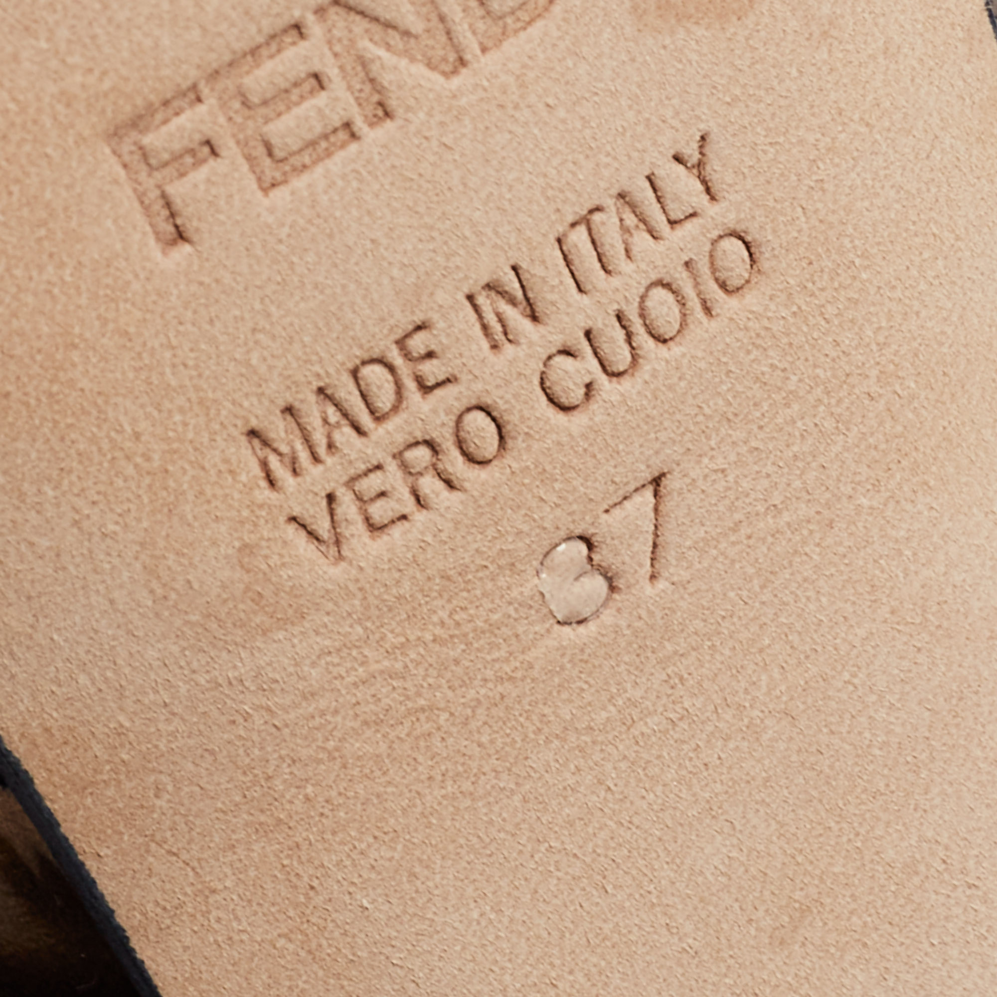 Fendi Olive Green /Gold Suede And Patent Leather Fendista Platform Pumps Size 37