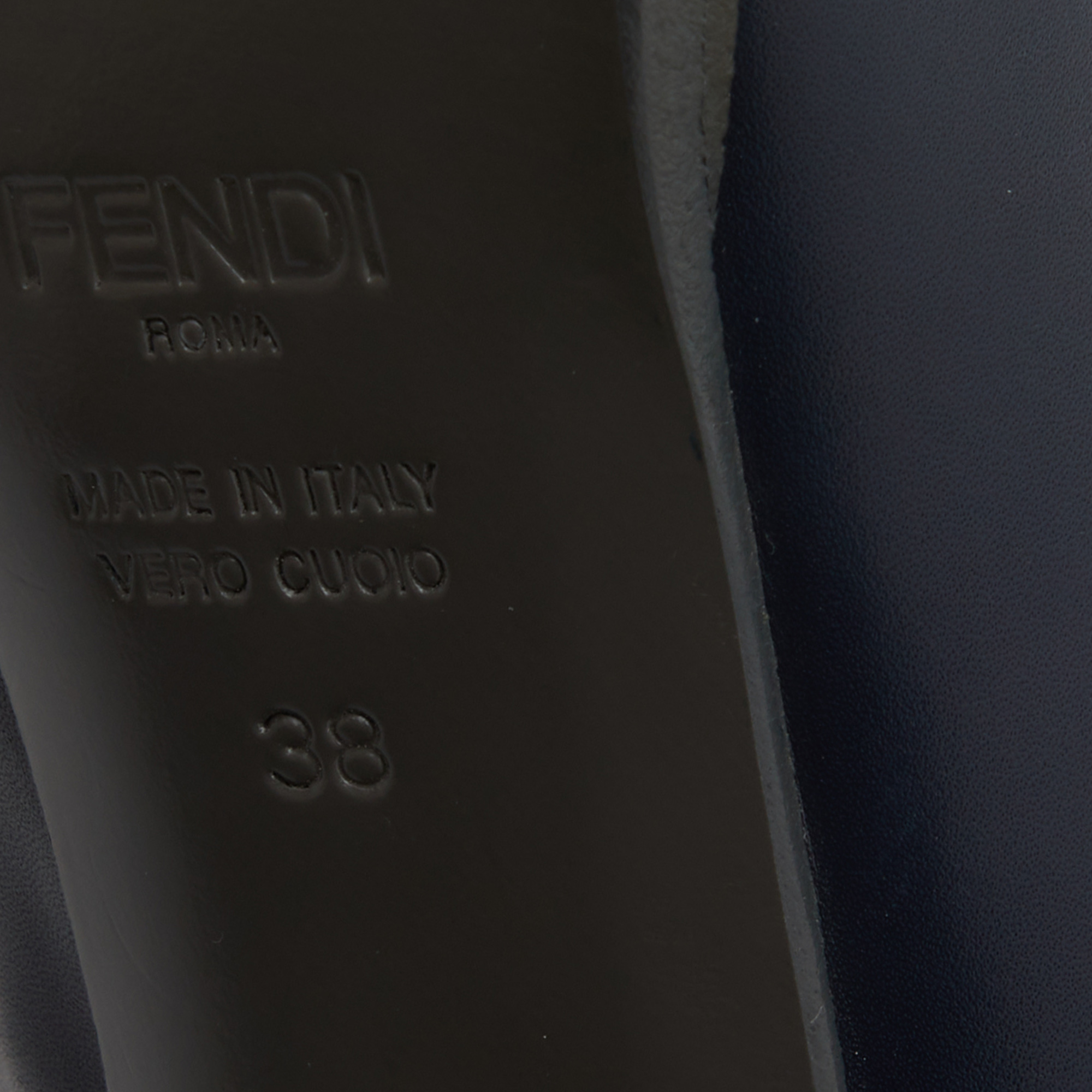 Fendi Navy Blue Leather Buckle Detail Ankle Length Platform Boots Size 38