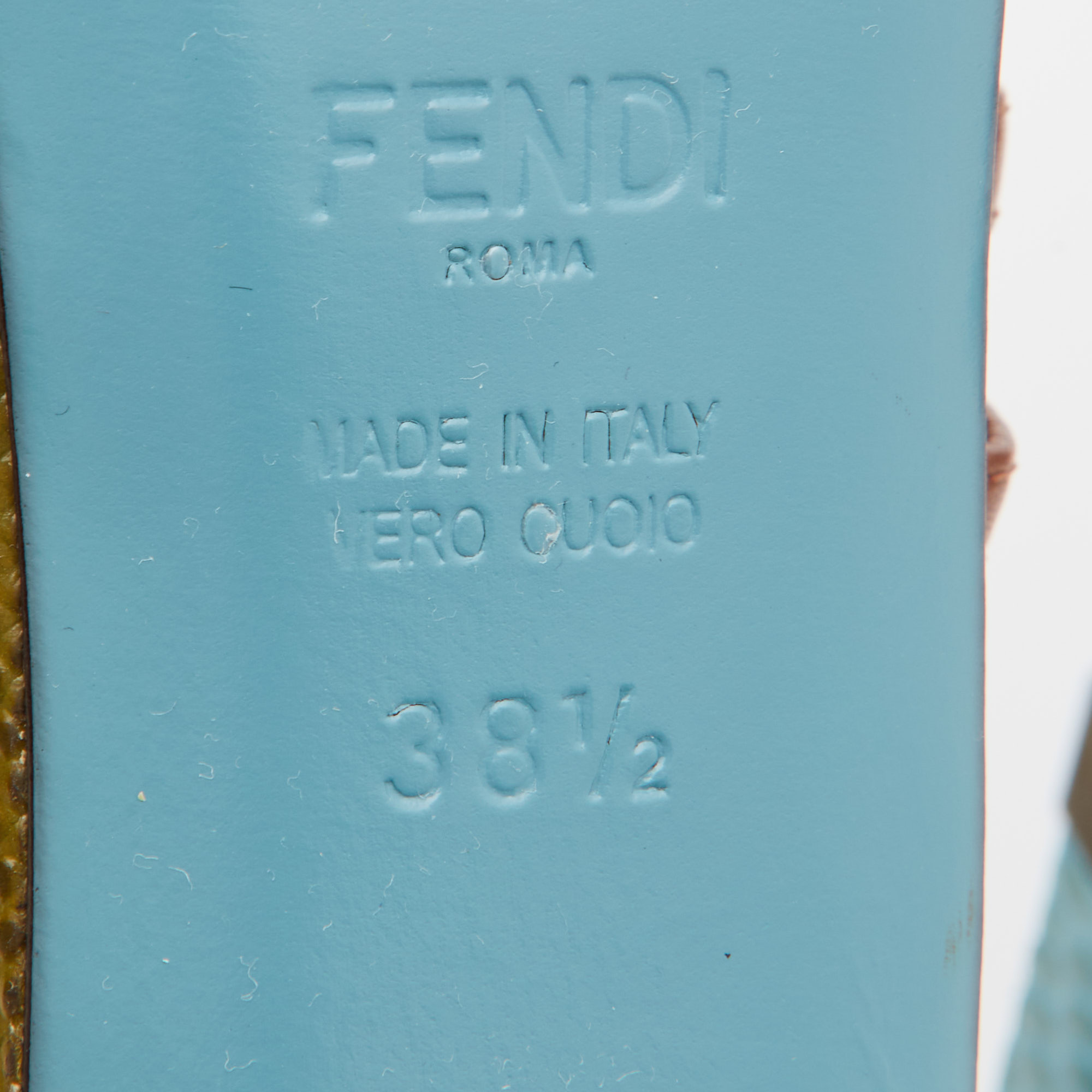 Fendi Brown Leather T-Bar Strappy Platform Sandals Size 38.5
