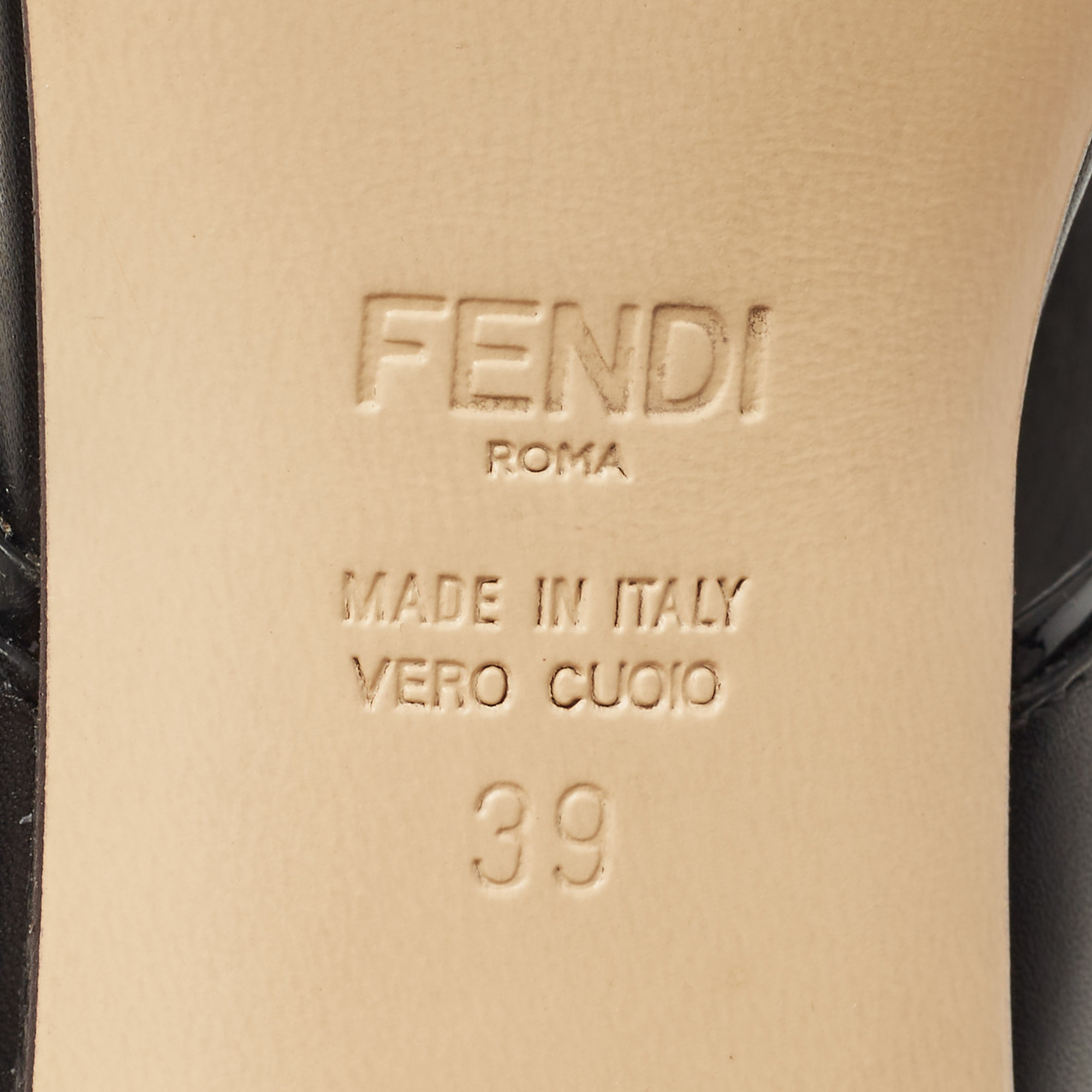 Fendi Black Leather Flowerland Embellished Sandals Size 39