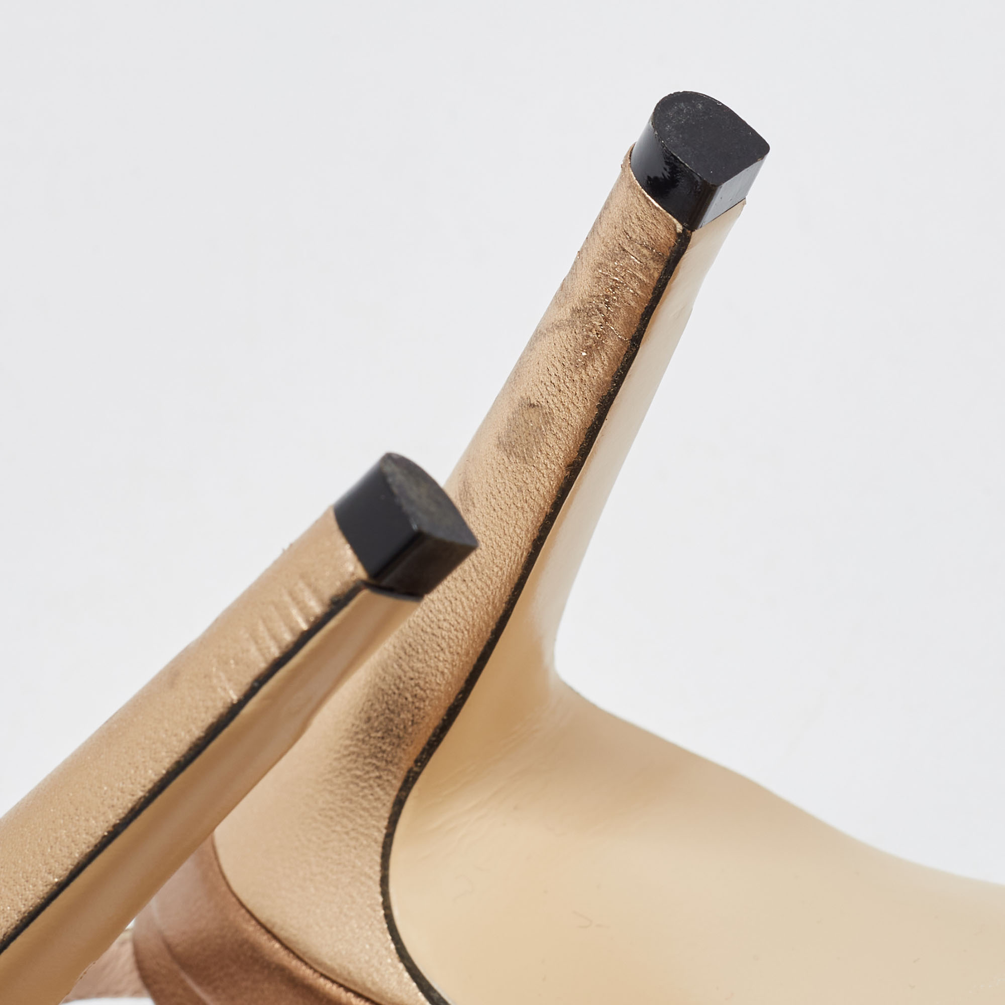 Fendi Metallic Leather Strappy T-Bar Platform Sandals Size 37