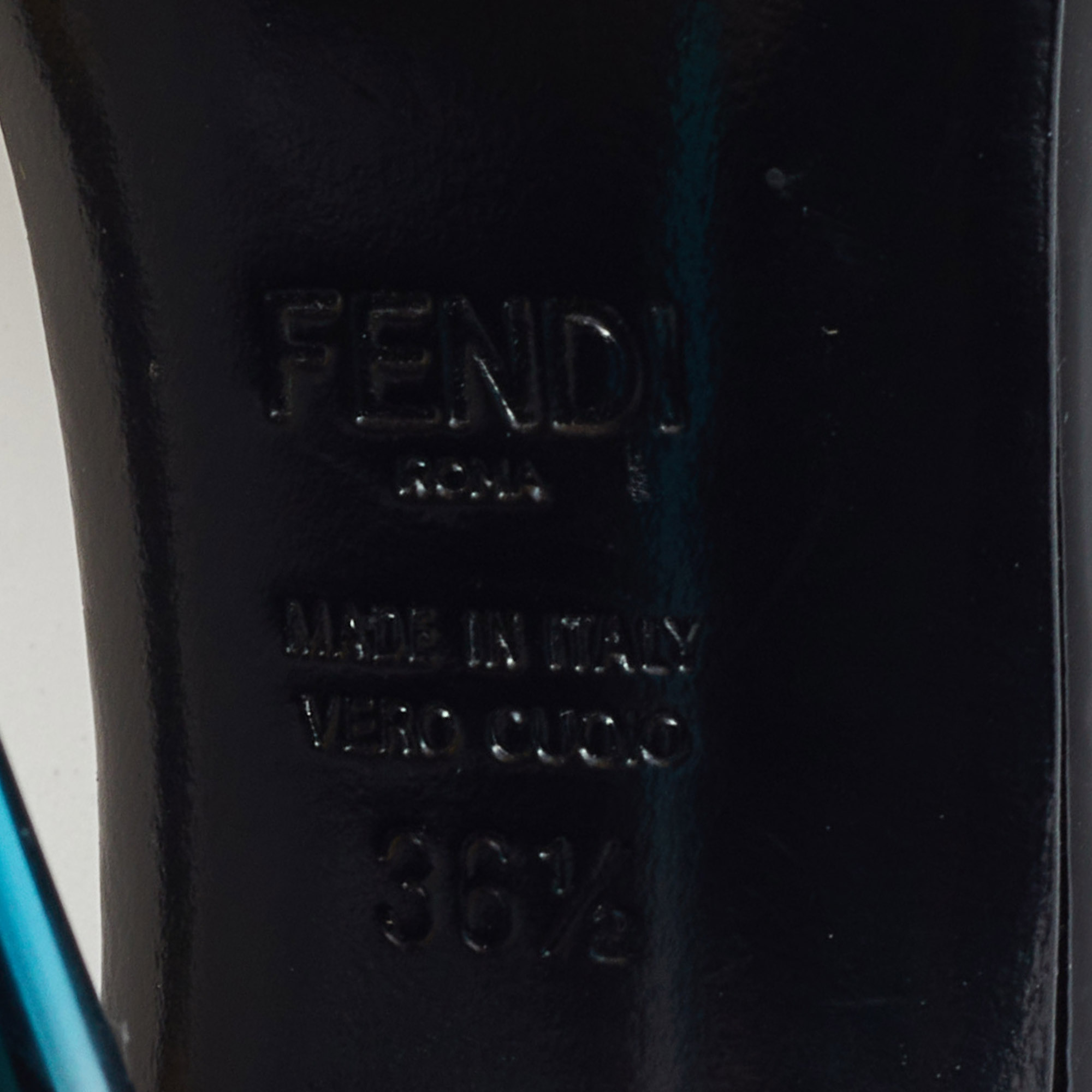 Fendi Black Patent Leather Ankle Strap Sandals Size 36.5