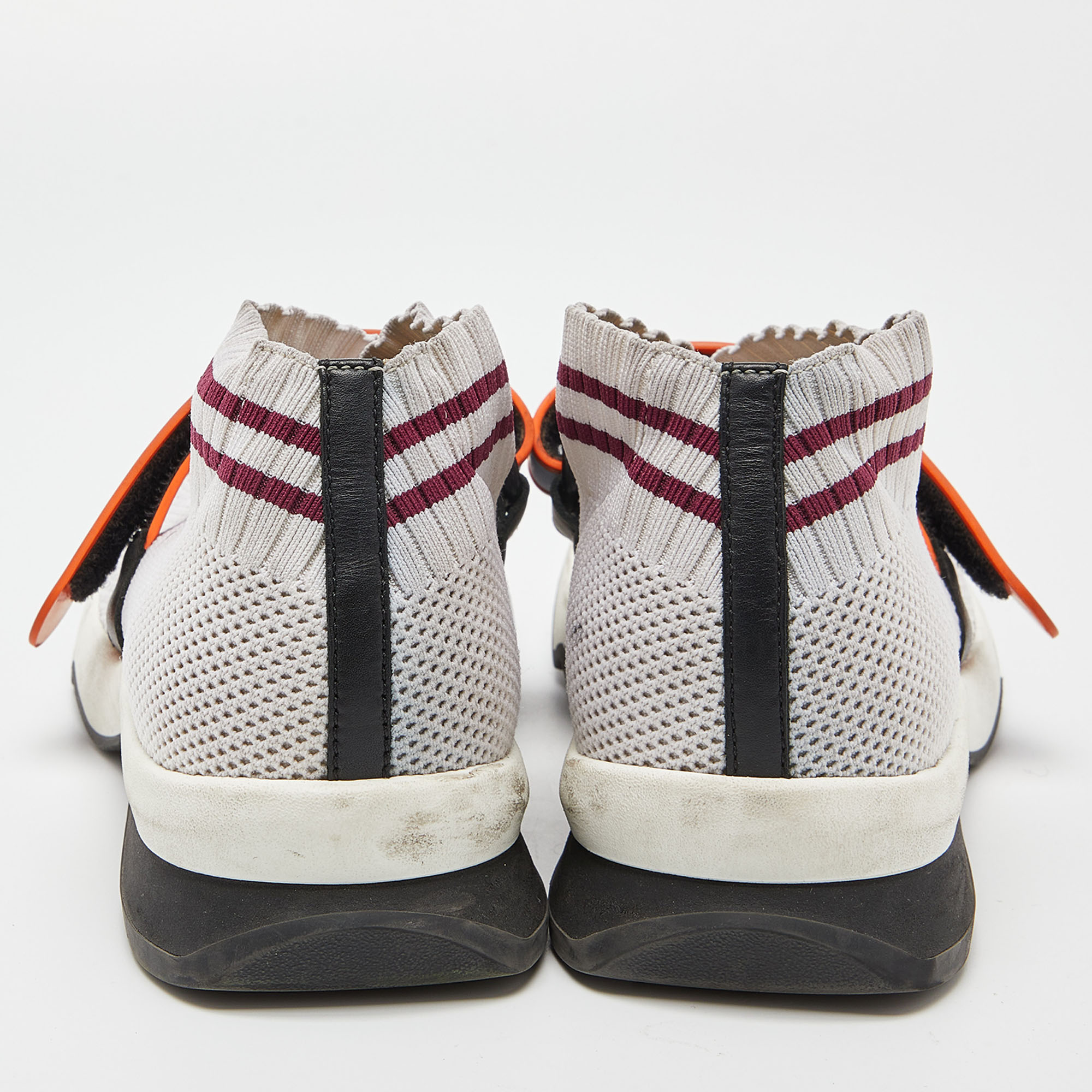 Fendi Off White Knit Fabric Rockoko Sneakers Size 37
