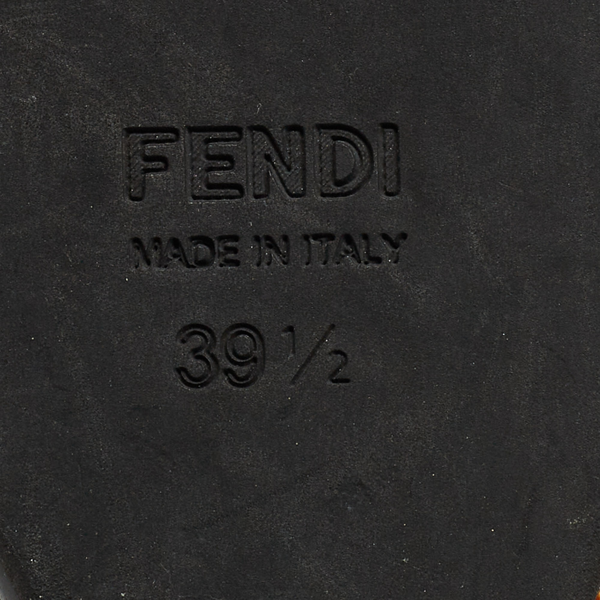 Fendi Black Canvas B Buckle Platform Wedge Sandals Size 39.5