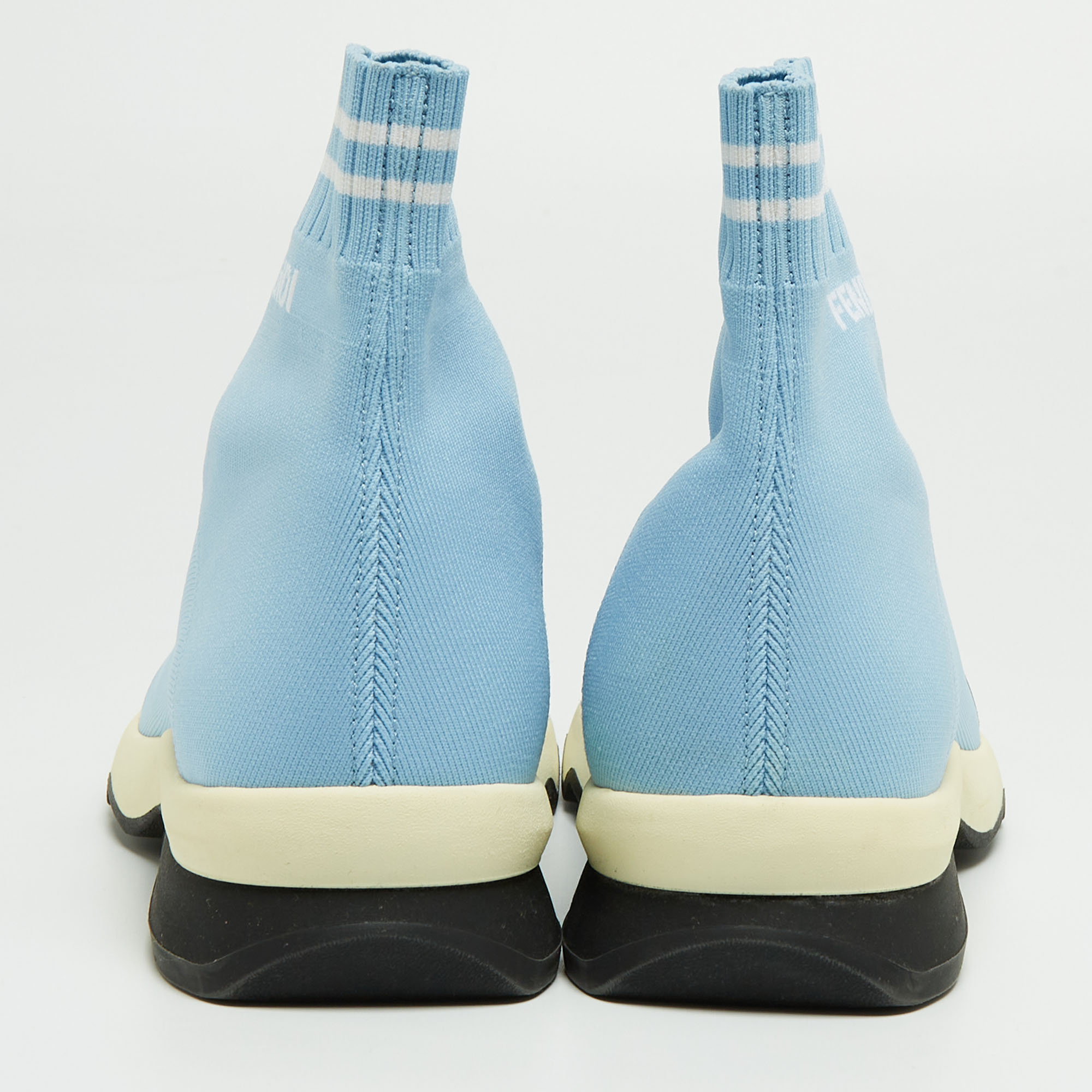 Fendi Blue Knit Fabric Sock High Top Sneakers Size 38