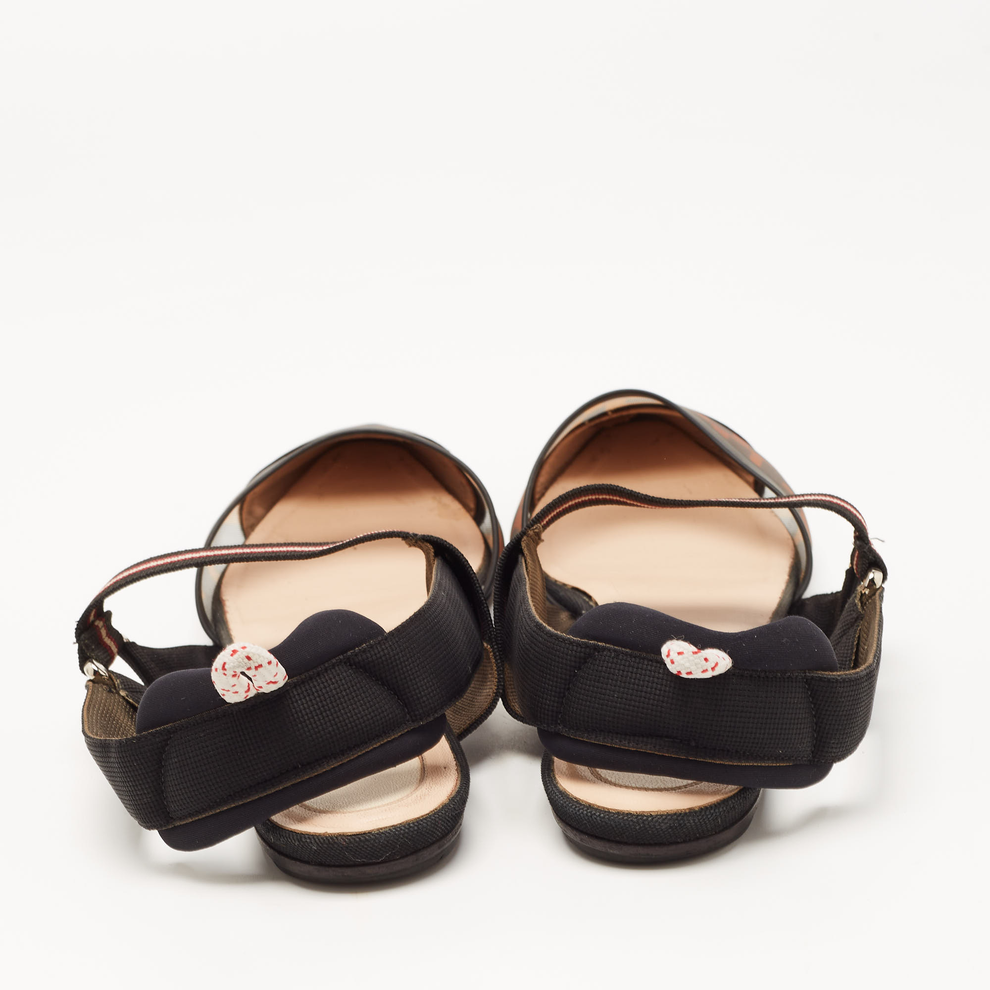 Fendi Brown/Brown Mesh And Canvas Colibri Sandals Size 39.5