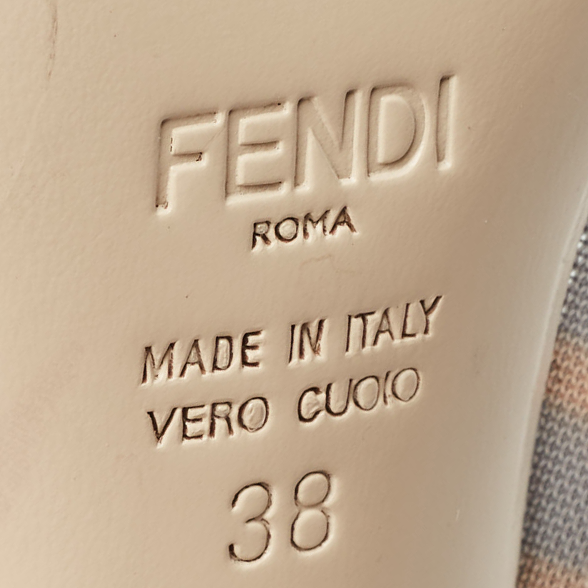 Fendi Beige/Black Leather And Mesh Colibri Logo Pointed Toe Pumps Size 38