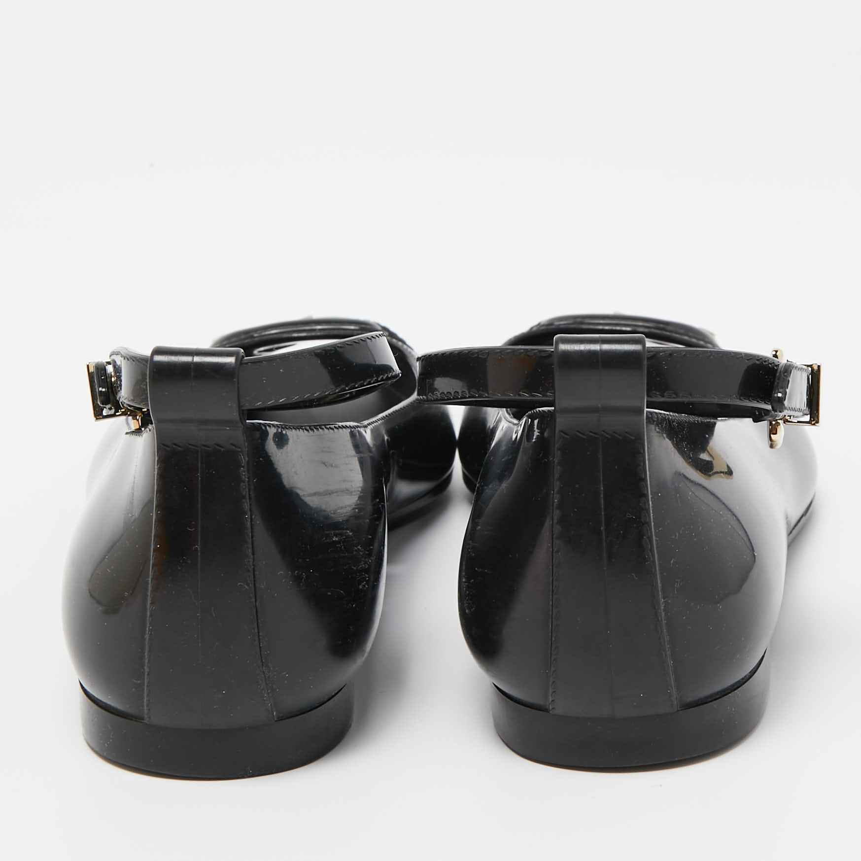 Fendi Black Jelly Buckle Ankle Strap Flats Size 36