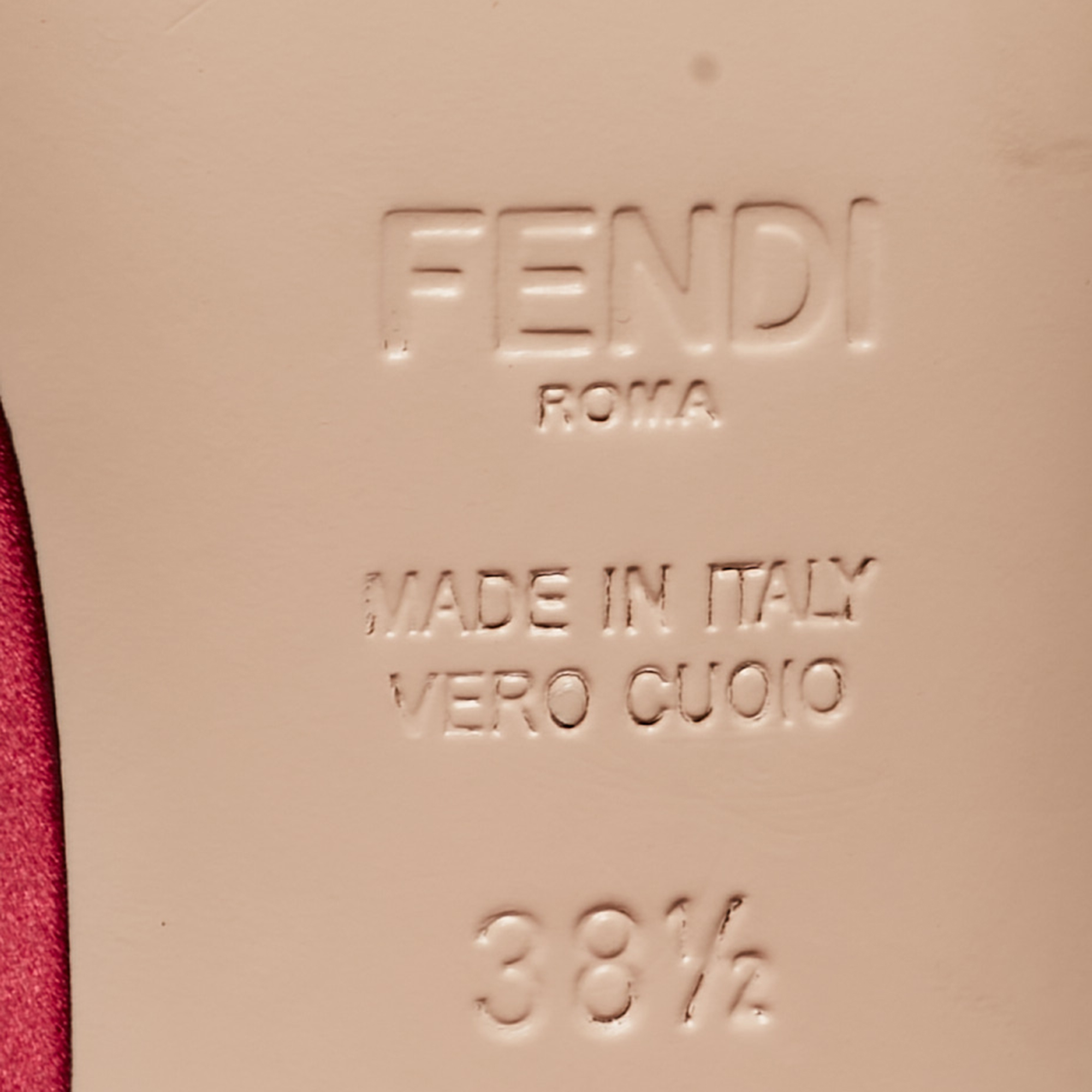 Fendi Burgundy Satin Logo Embroidered Block Heel Slide Mules Size 38.5