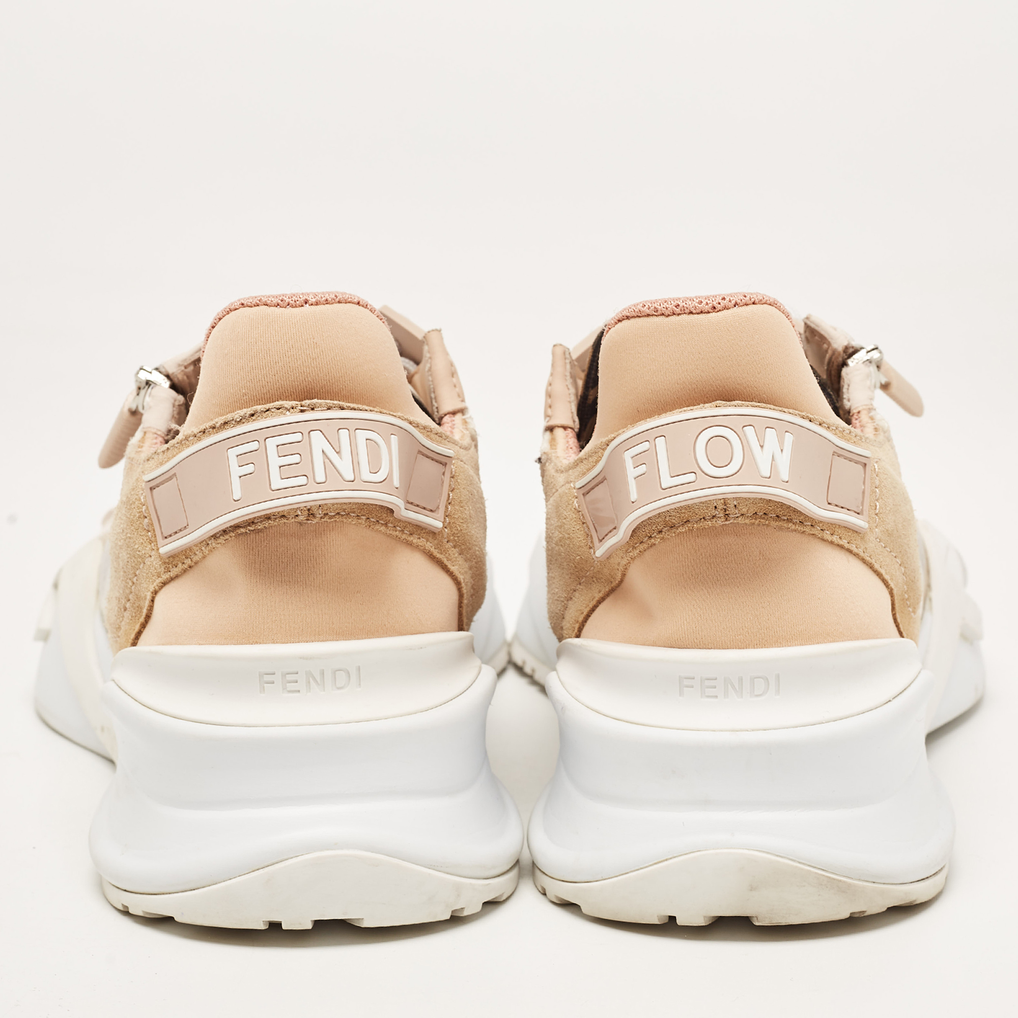 Fendi Tricolor Suede And Mesh Flow Low Top Sneakers Size 38