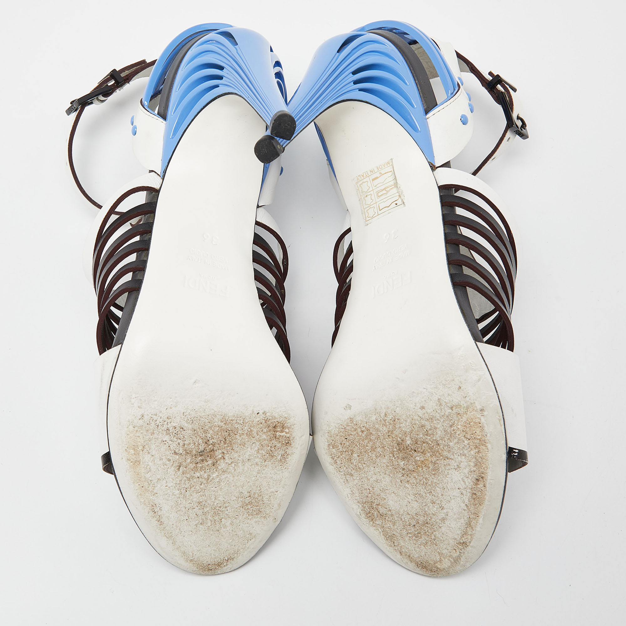Fendi Tricolor Leather Strappy Sandals Size 36