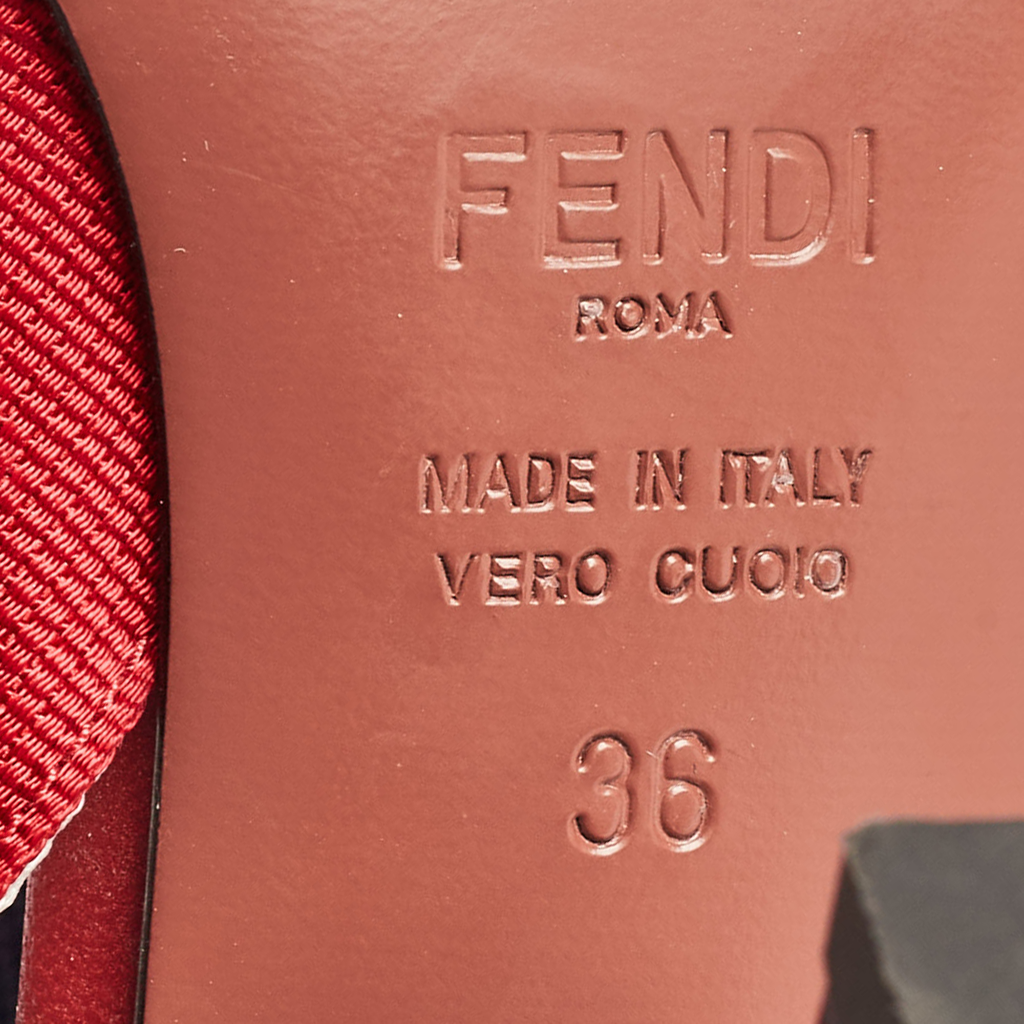 Fendi Brown Multicolor Mesh And Fabric Colibri Slingback Sandals Size 36
