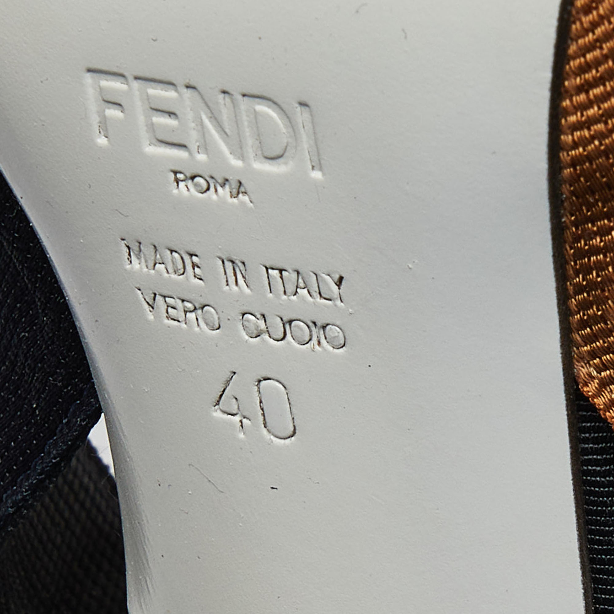 Fendi Tricolor Printed Canvas And Leather Colibri Slingback Pumps Size 40
