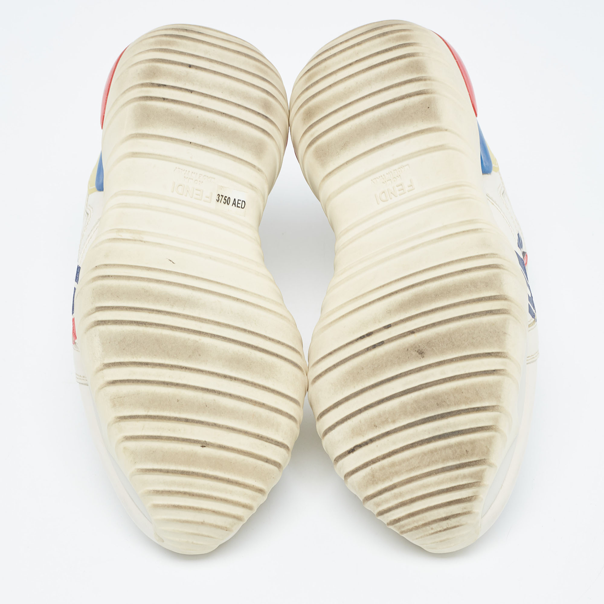 Fendi Cream Leather And Rubber Fendi-Fila Mania Logo Low Top Sneakers Size 36