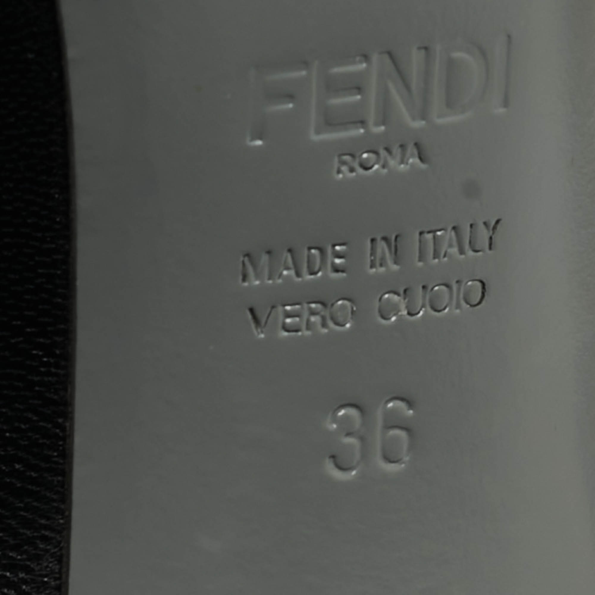 Fendi Black Leather And Mink Fur Trim Pointed Toe Pumps Size 36