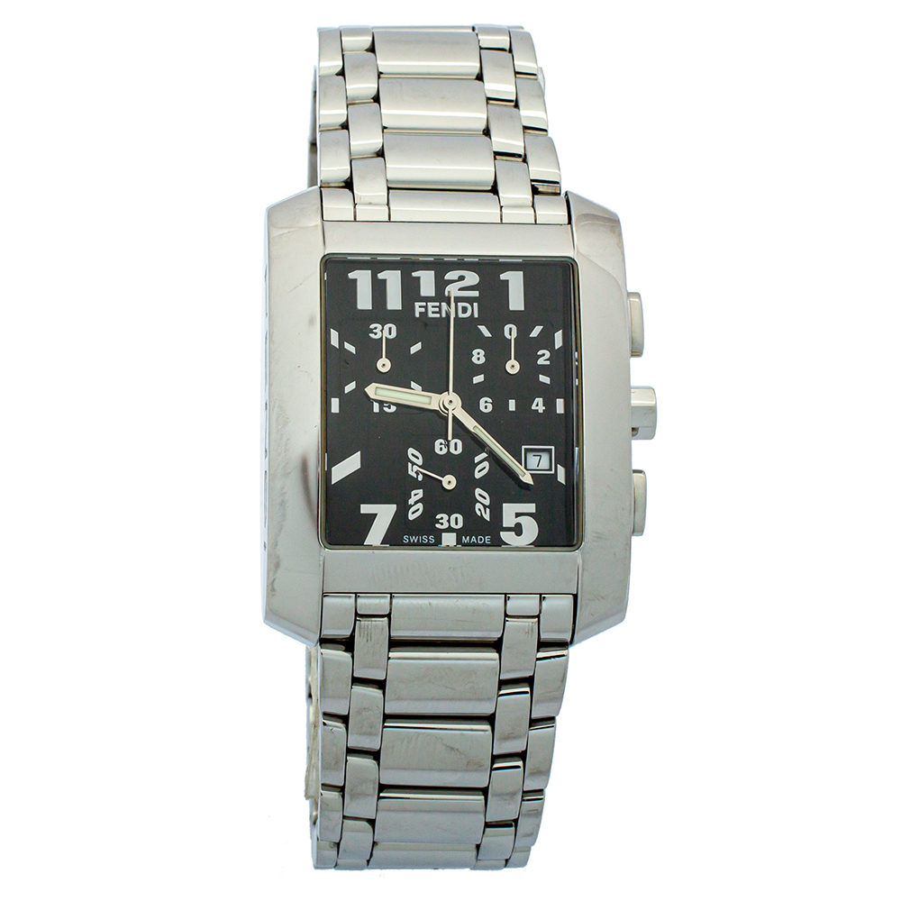 Fendi Black Stainless Steel Chronograph Orologi 7500G Women's Wristwatch 32mm