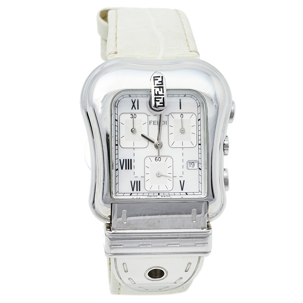 Fendi Mother Of Pearl Stainless Steel Leather B.Fendi 3900G Women's Wristwatch 36 mm