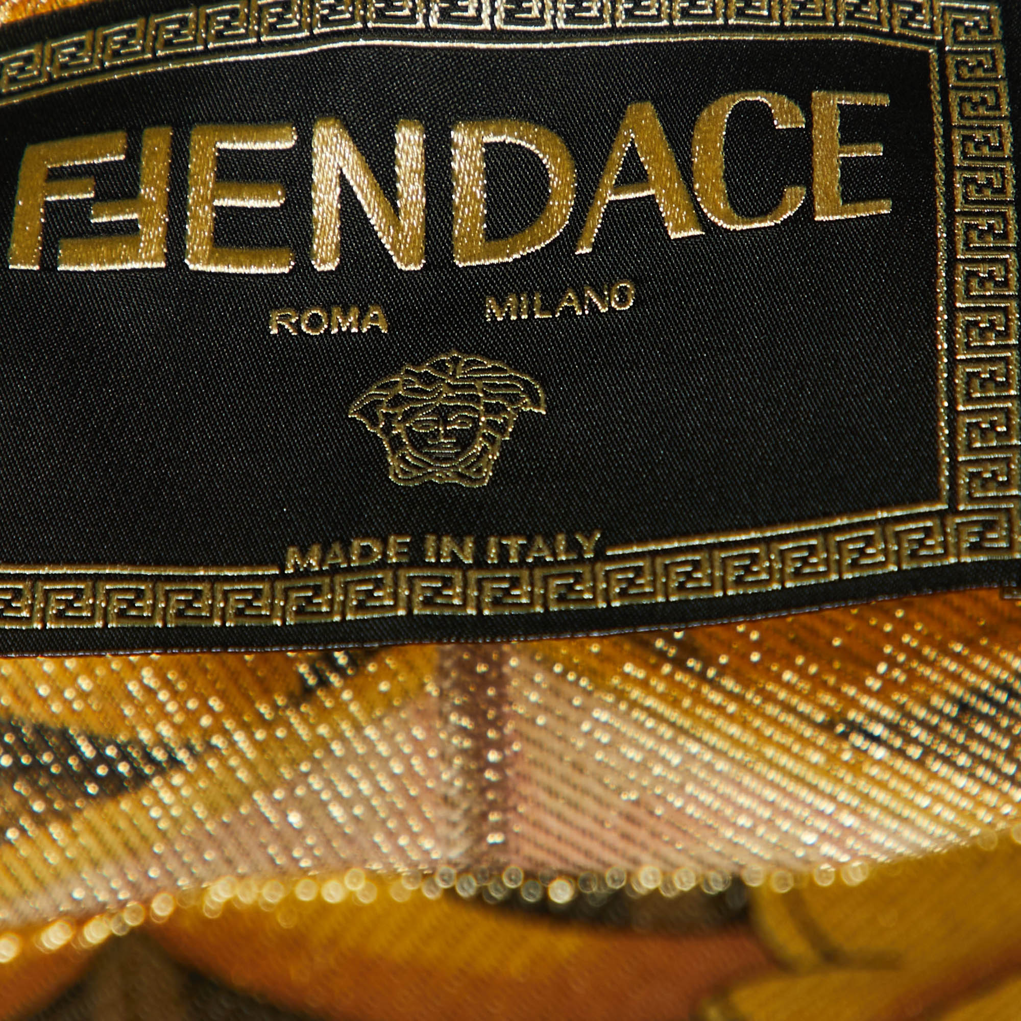 Fendace Fendi X Versace Yellow Patterned Lurex Knit Leggings M