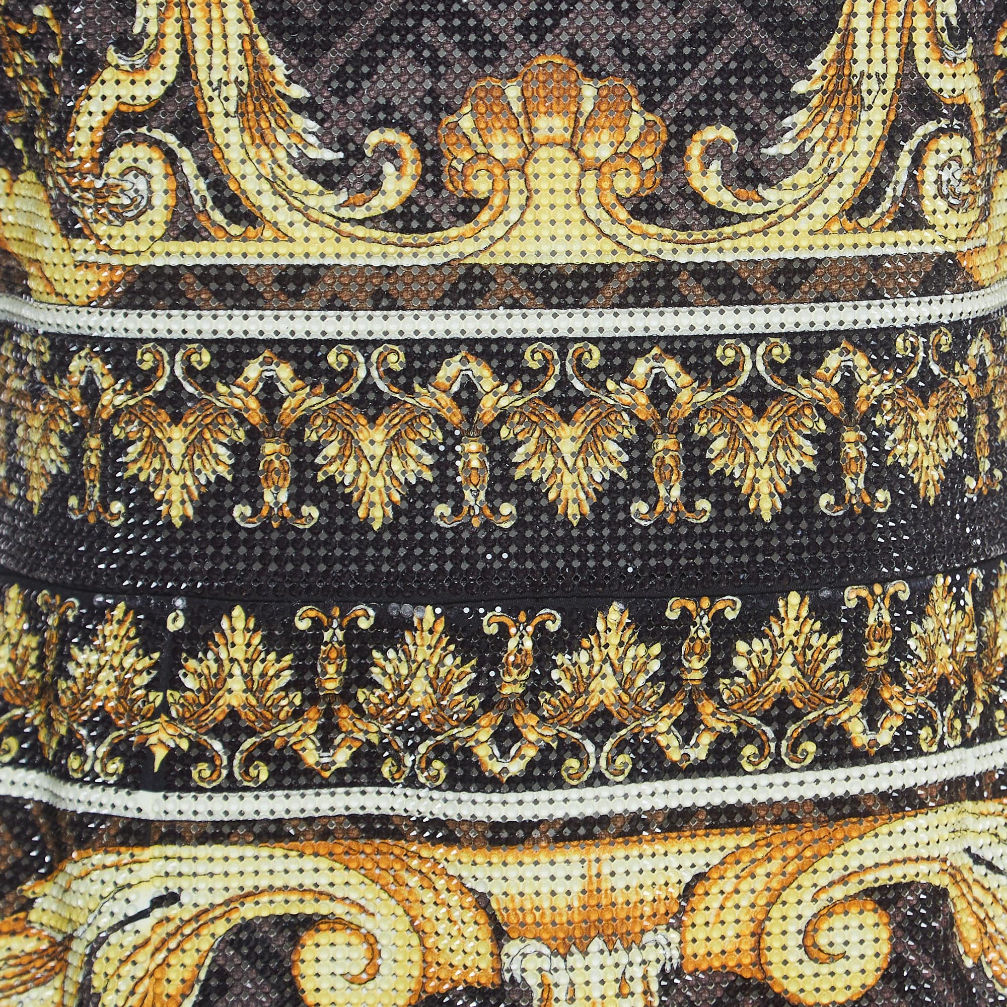 Fendi X Versace Brown Zucca Baroque Printed Crystal Embellished Dress M