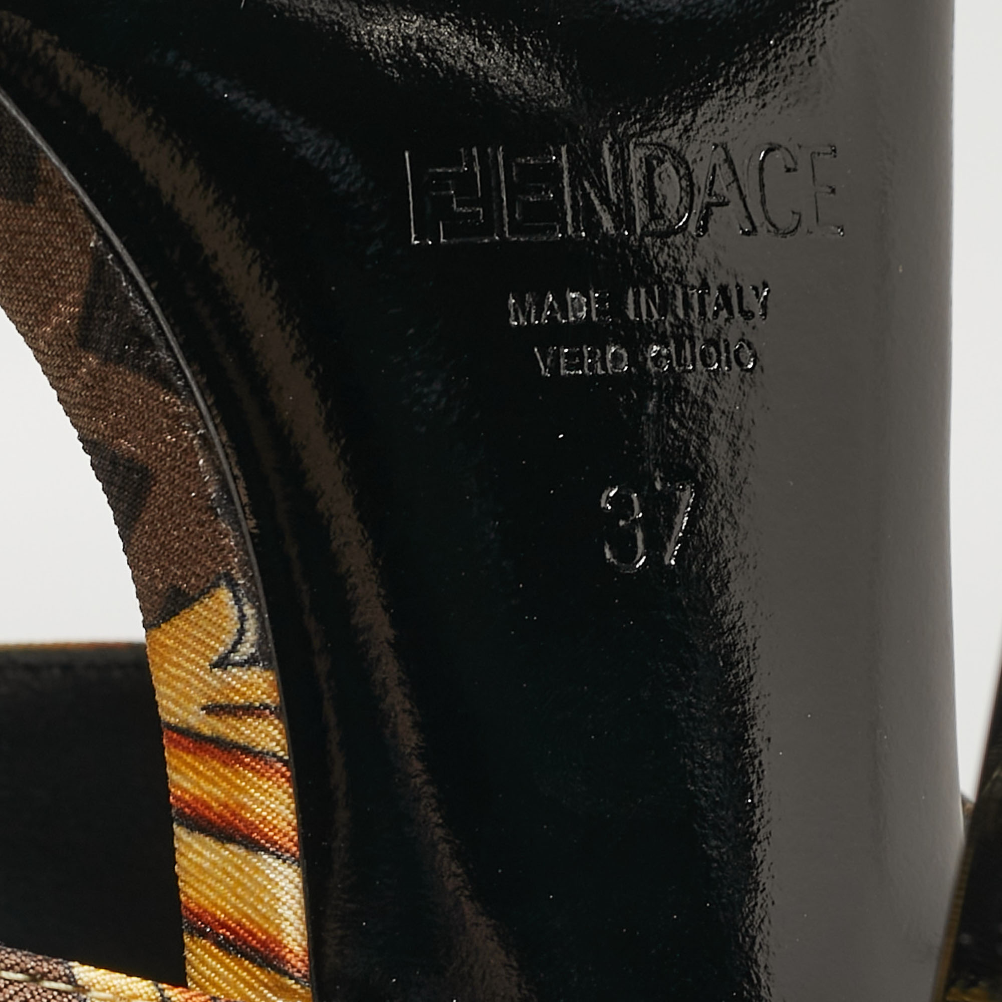 Fendi X Versace Black/Yellow Zucca Canvas Medusa Logo Slide Sandals Size 37