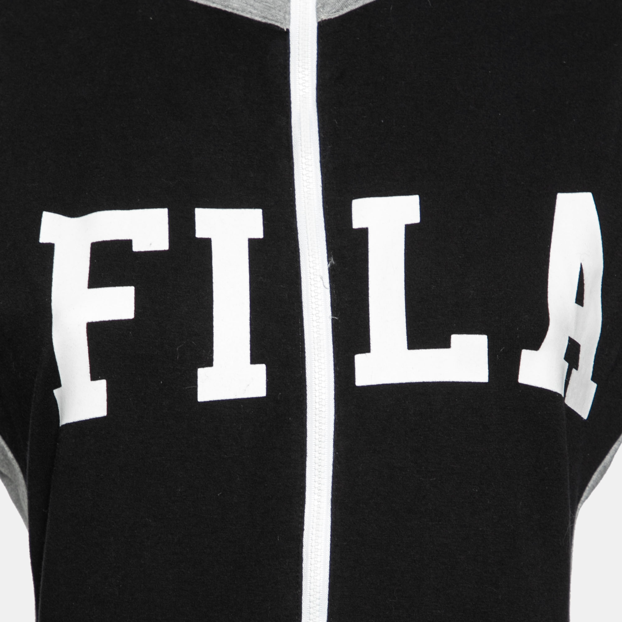 Fila Black & Grey Logo Printed Cotton Sleeveless Jumpsuit M