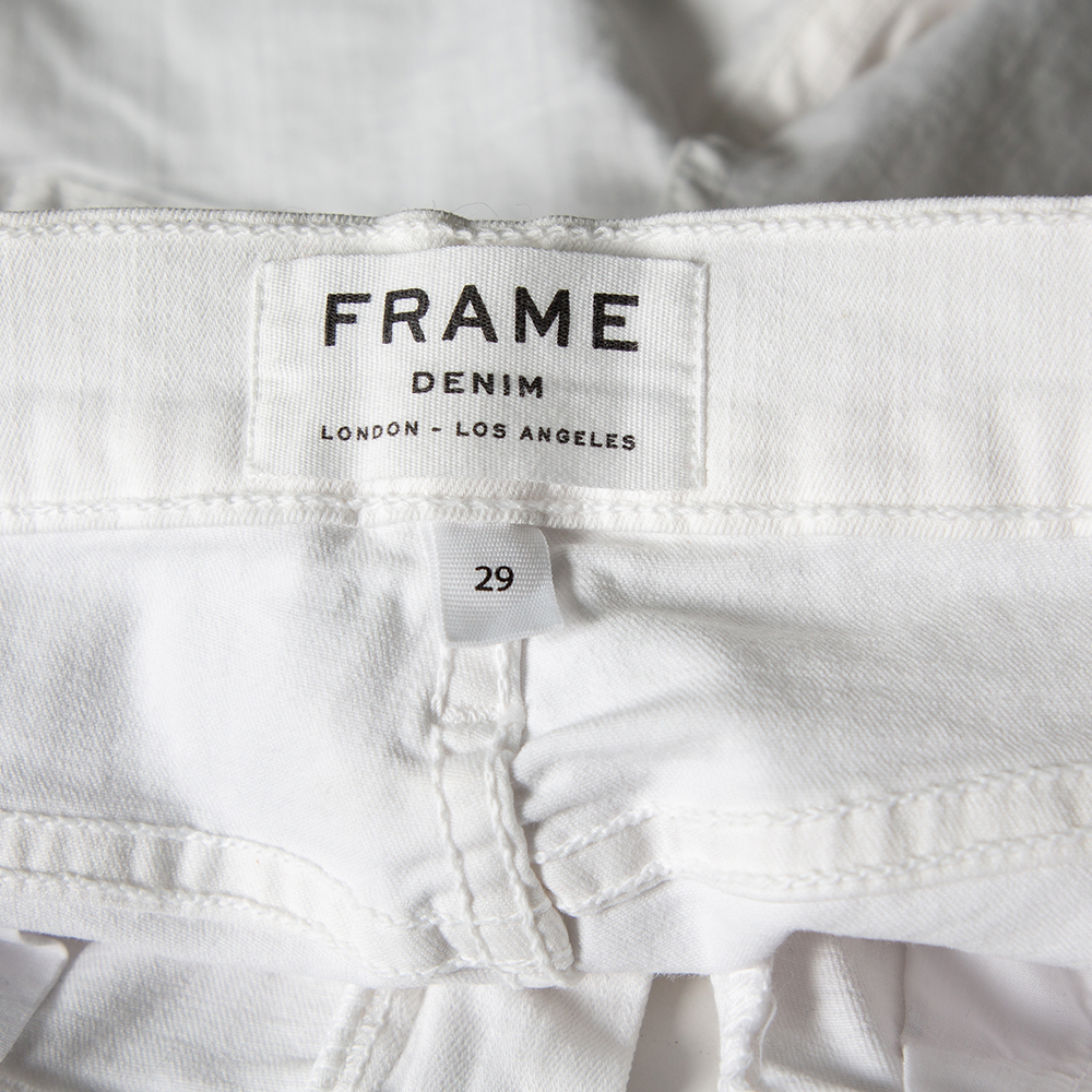 Frame White Denim High Skinny Blanc Jeans S