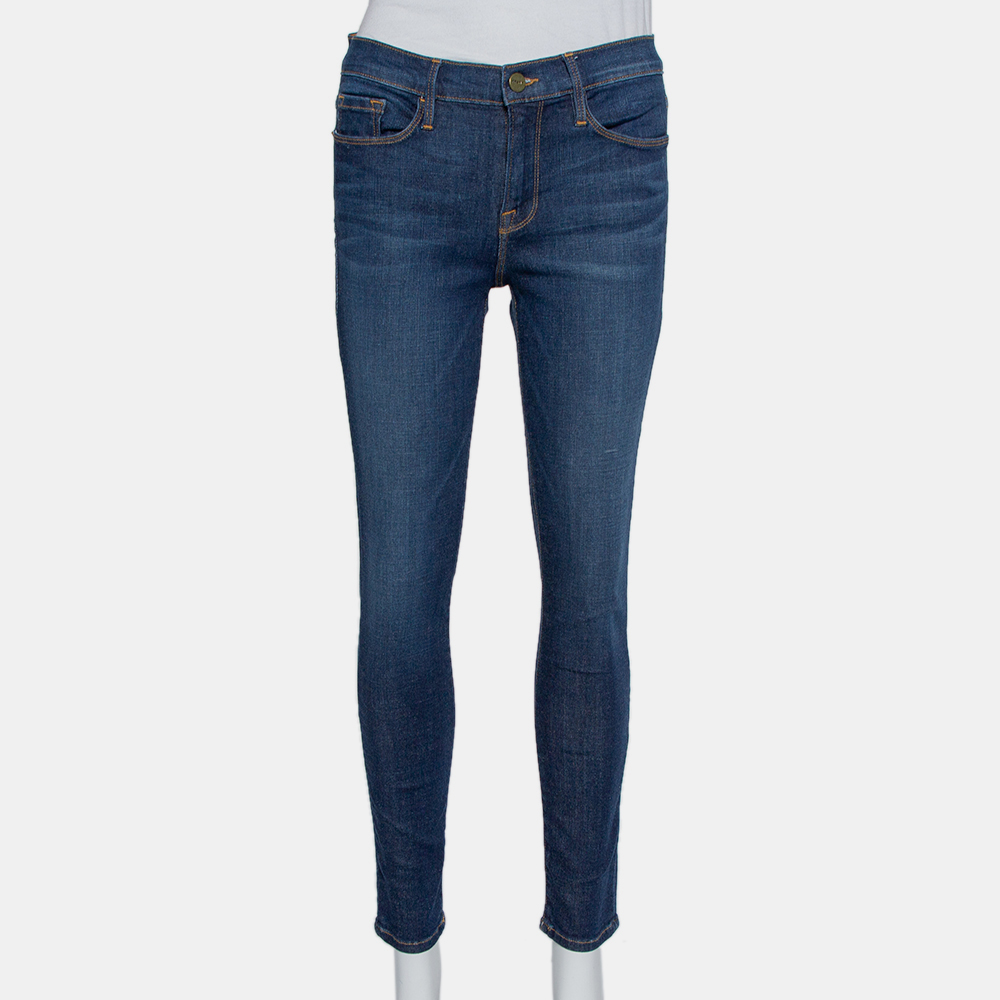 Frame Navy Blue Denim Le Skinny De Jeanne Crop Lennox Jeans M