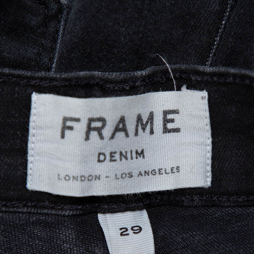 Frame Black Faded Denim Le Skinny De Jeanne Distressed Jeans M