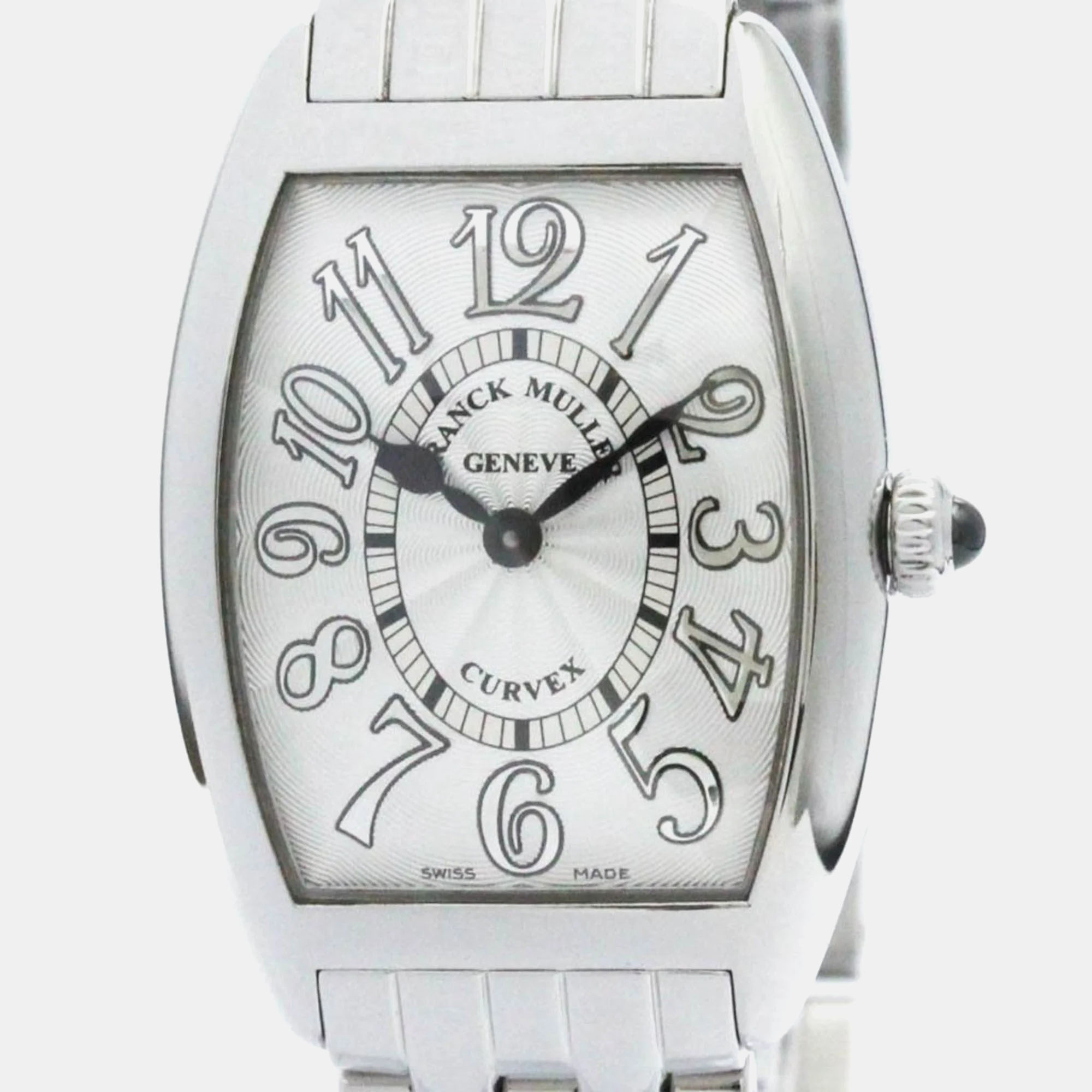 Franck muller silver stainless steel cintree curvex quartz women's wristwatch 25 mm